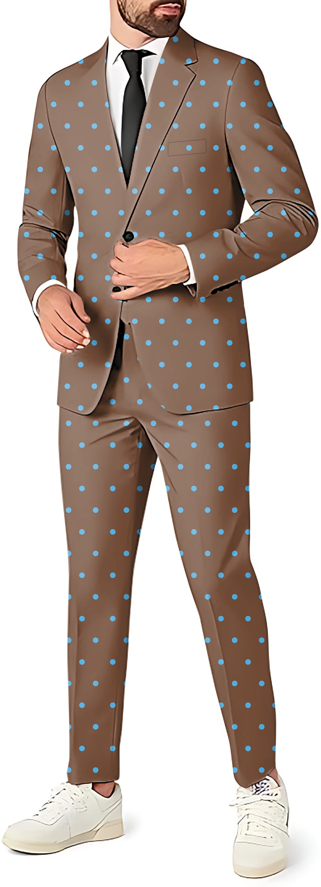 Brown Polka Dots Men's Party Costumes-Theme Party 2 or 3pcs Suit set-Blazer Pants & Vest
