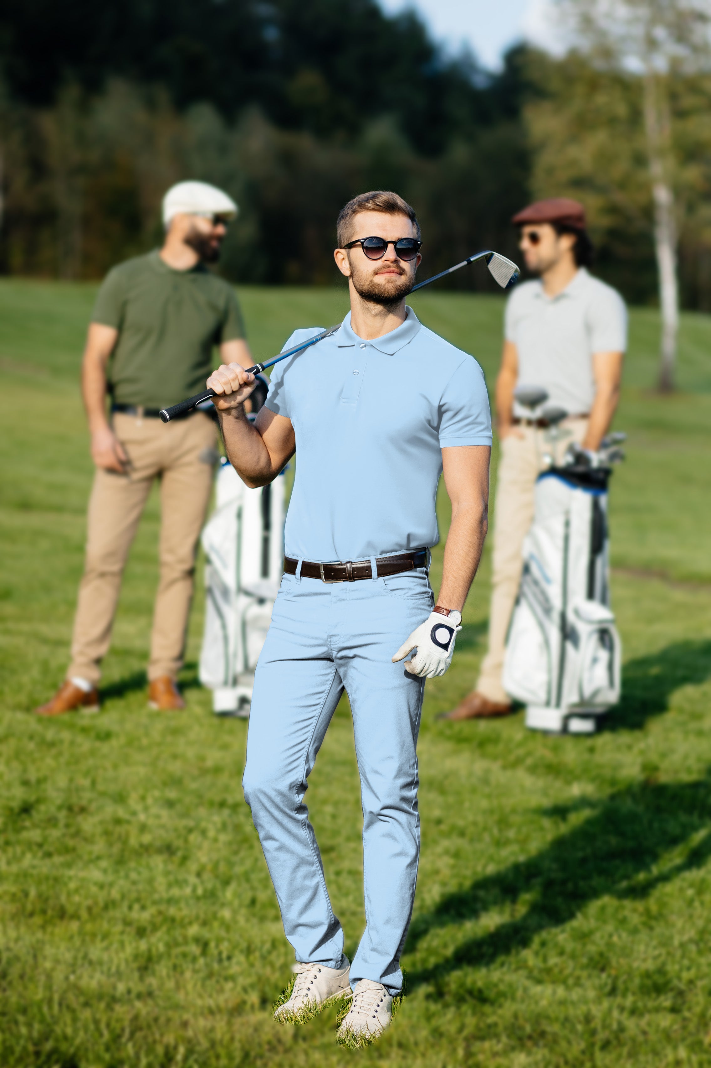 Men's Golf Set Polo+Pants pure sky