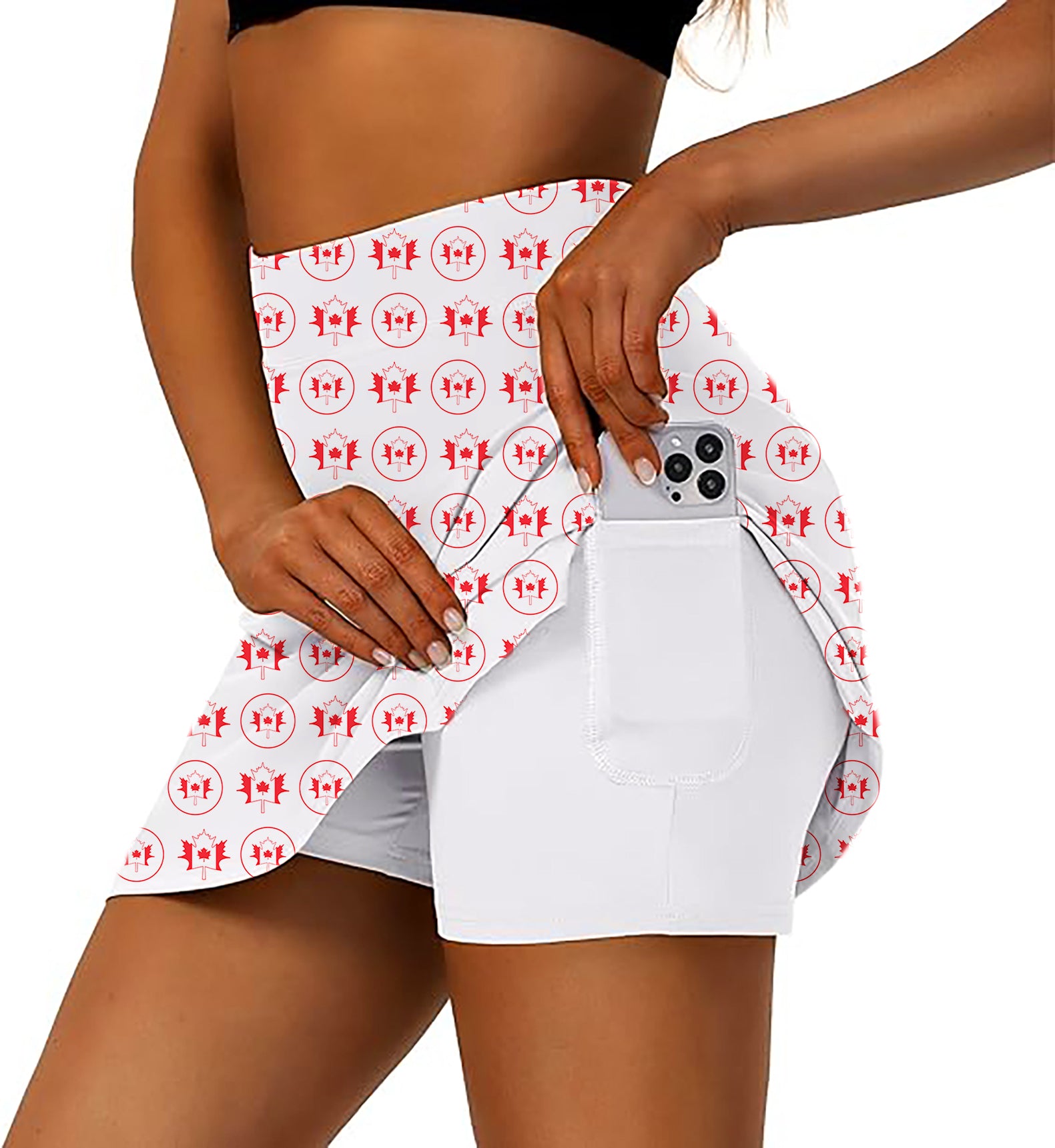 Circle Canada Maple Leaves Women's Athletic Golf Skorts Flared Skirts