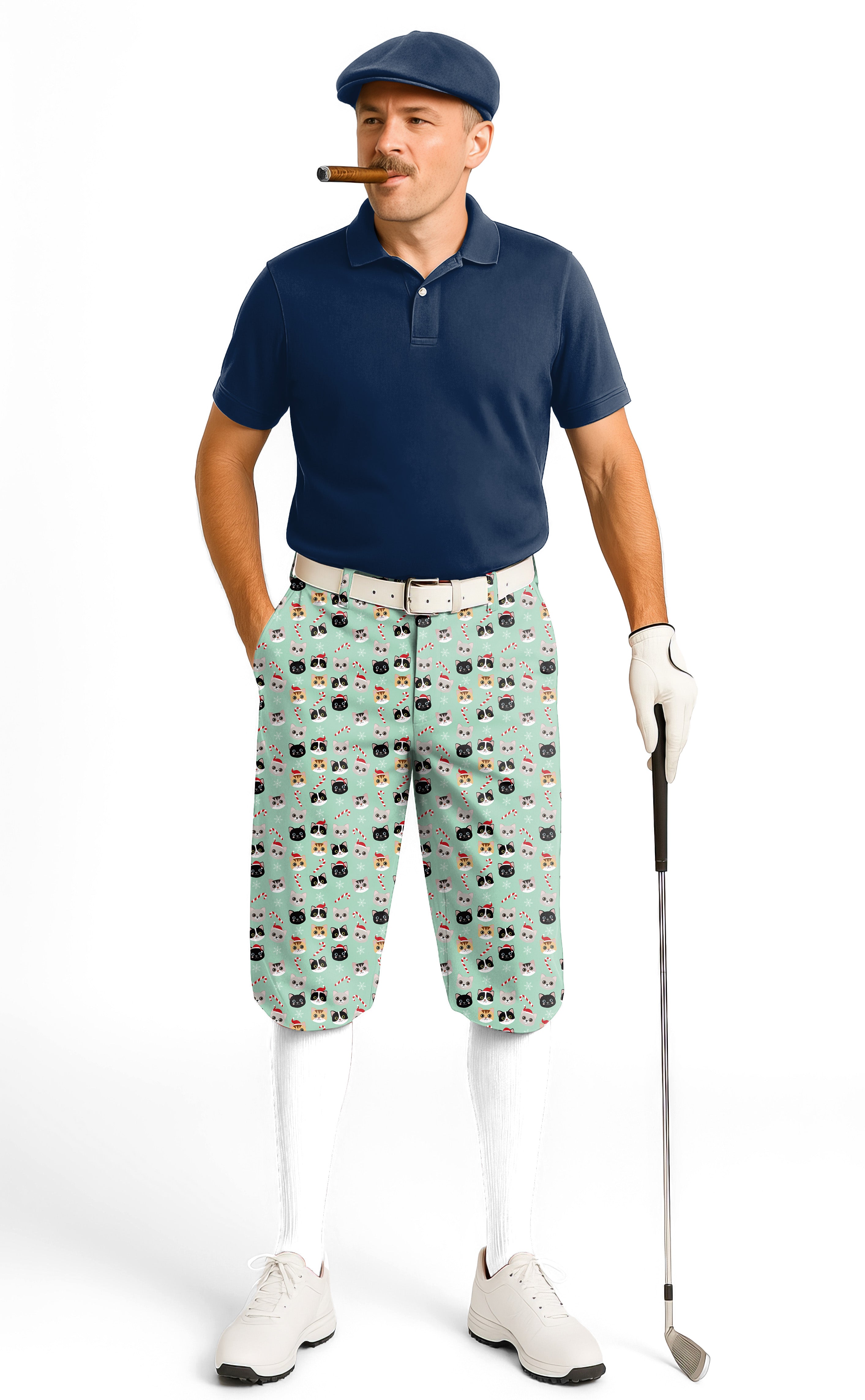 Christmas cat Men's Golf Knickers Pants
