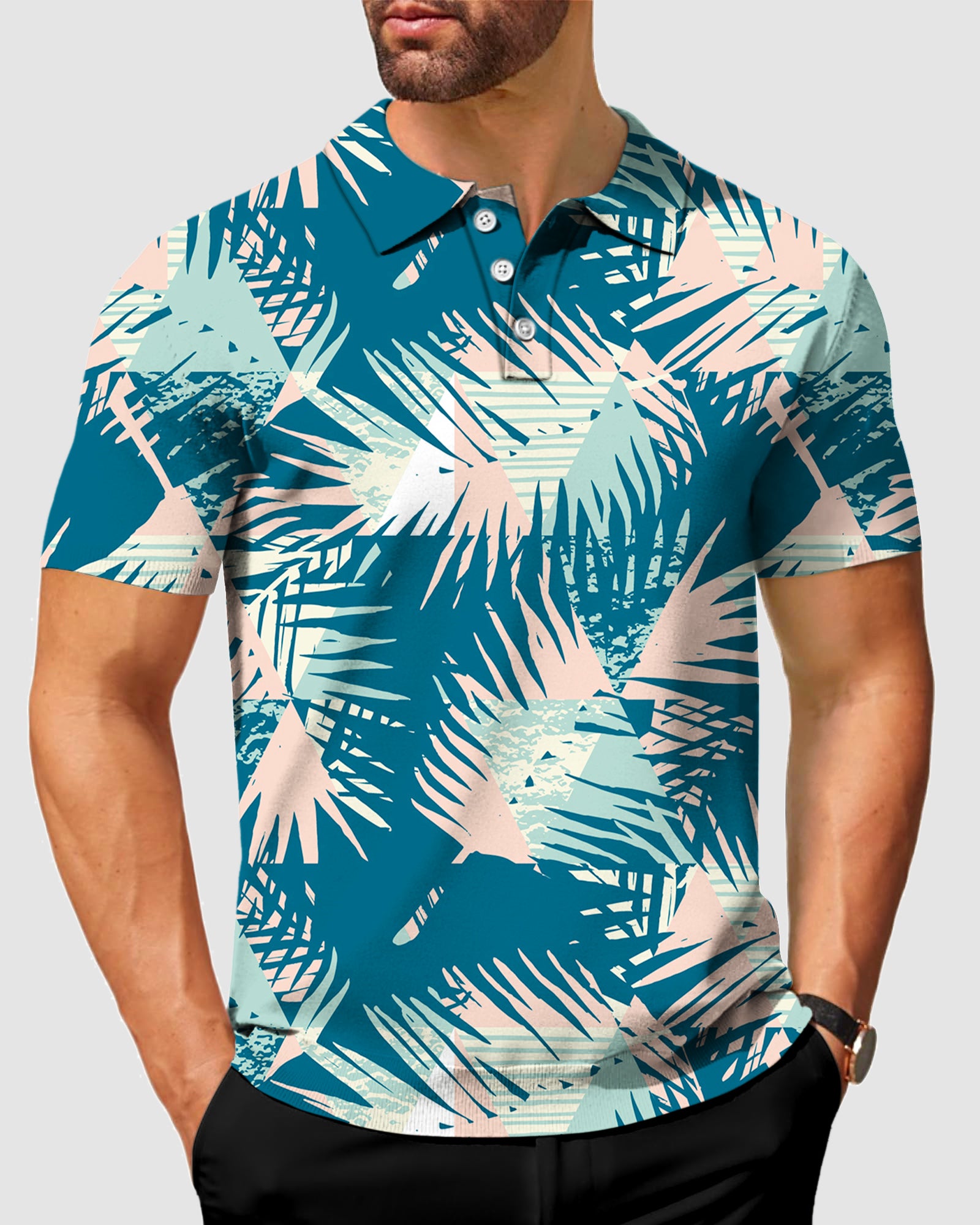 Men's Pastel Jungle Golf Polo