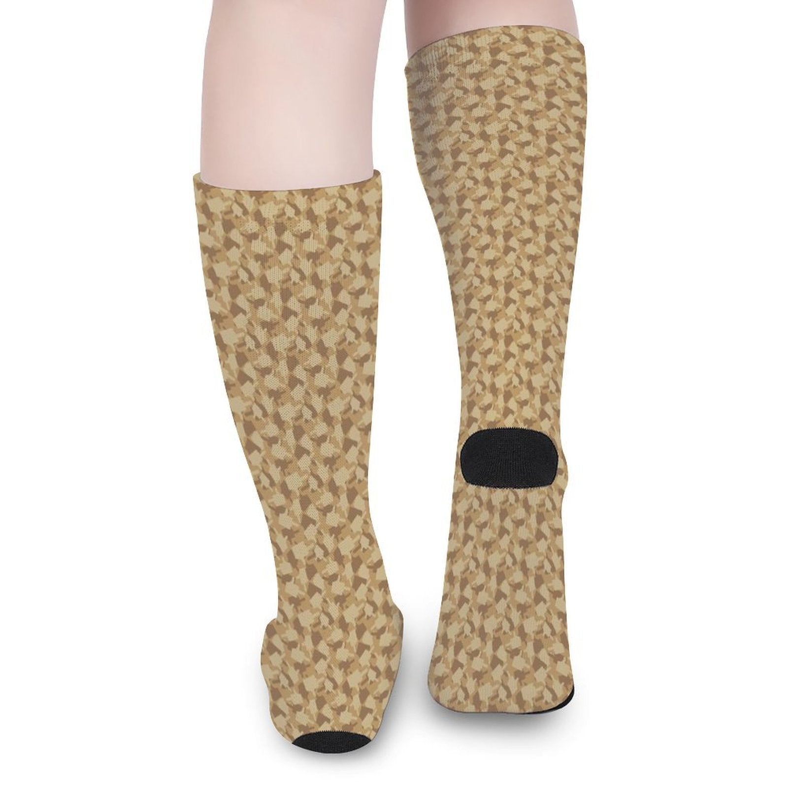 pair of beige middle finger funny printed crew socks with cushioned sole for men and women gift