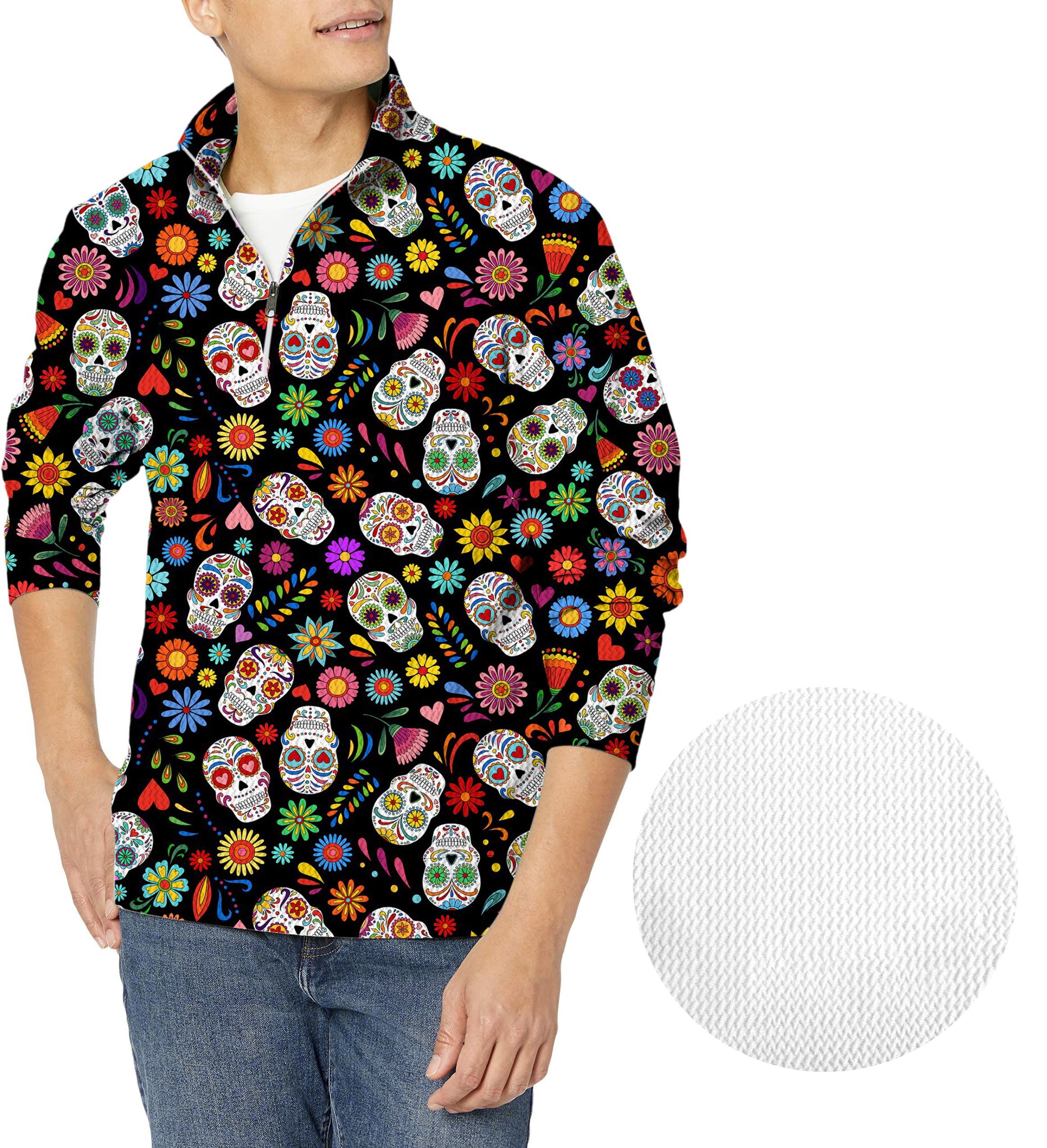 FIESTA FEELING-Men's Golf Waffle Zipper Pullover