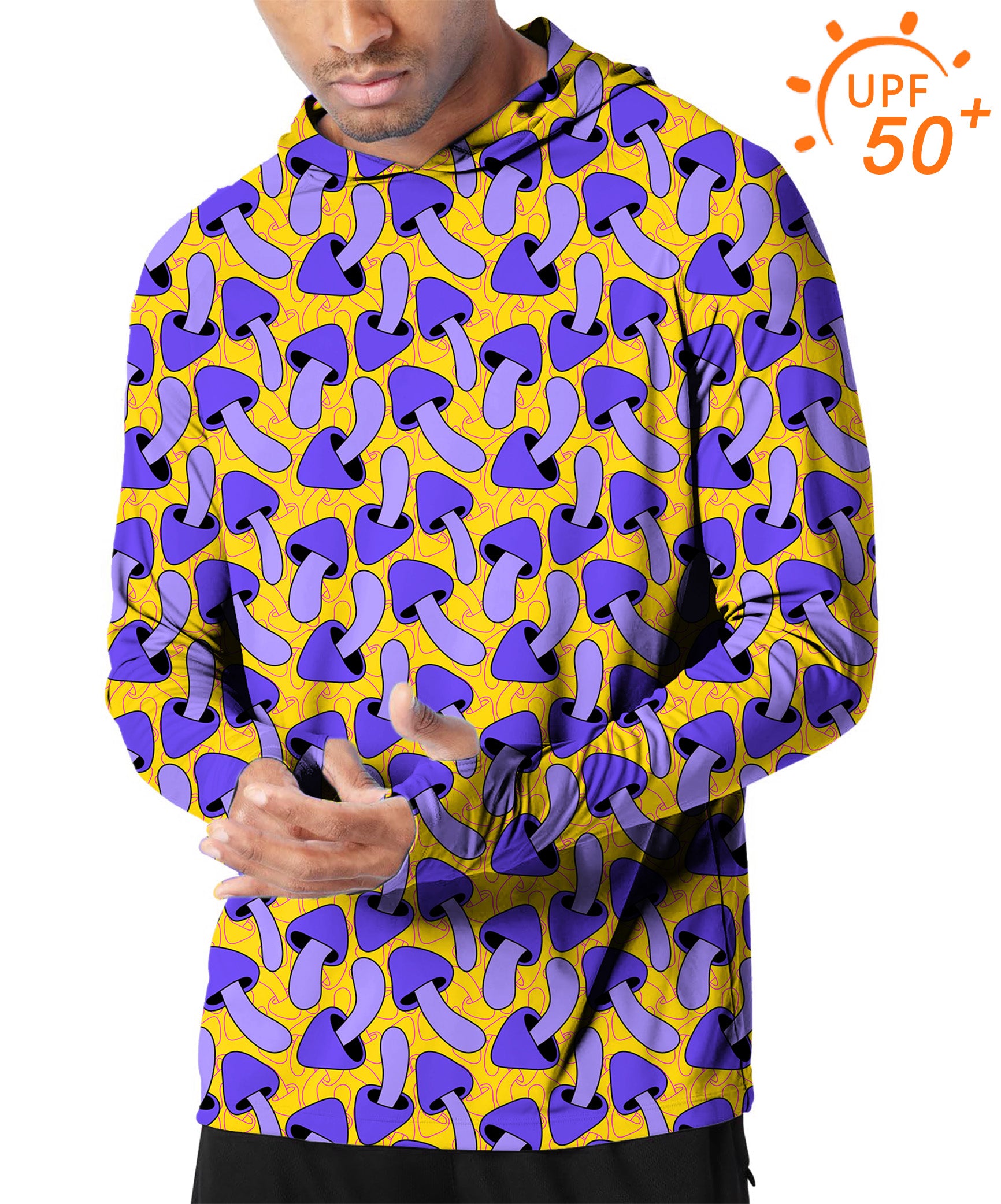 Men's Outdoor Psychedelic Mushroom Print Golf Sun Protection Loose Fit hoodies