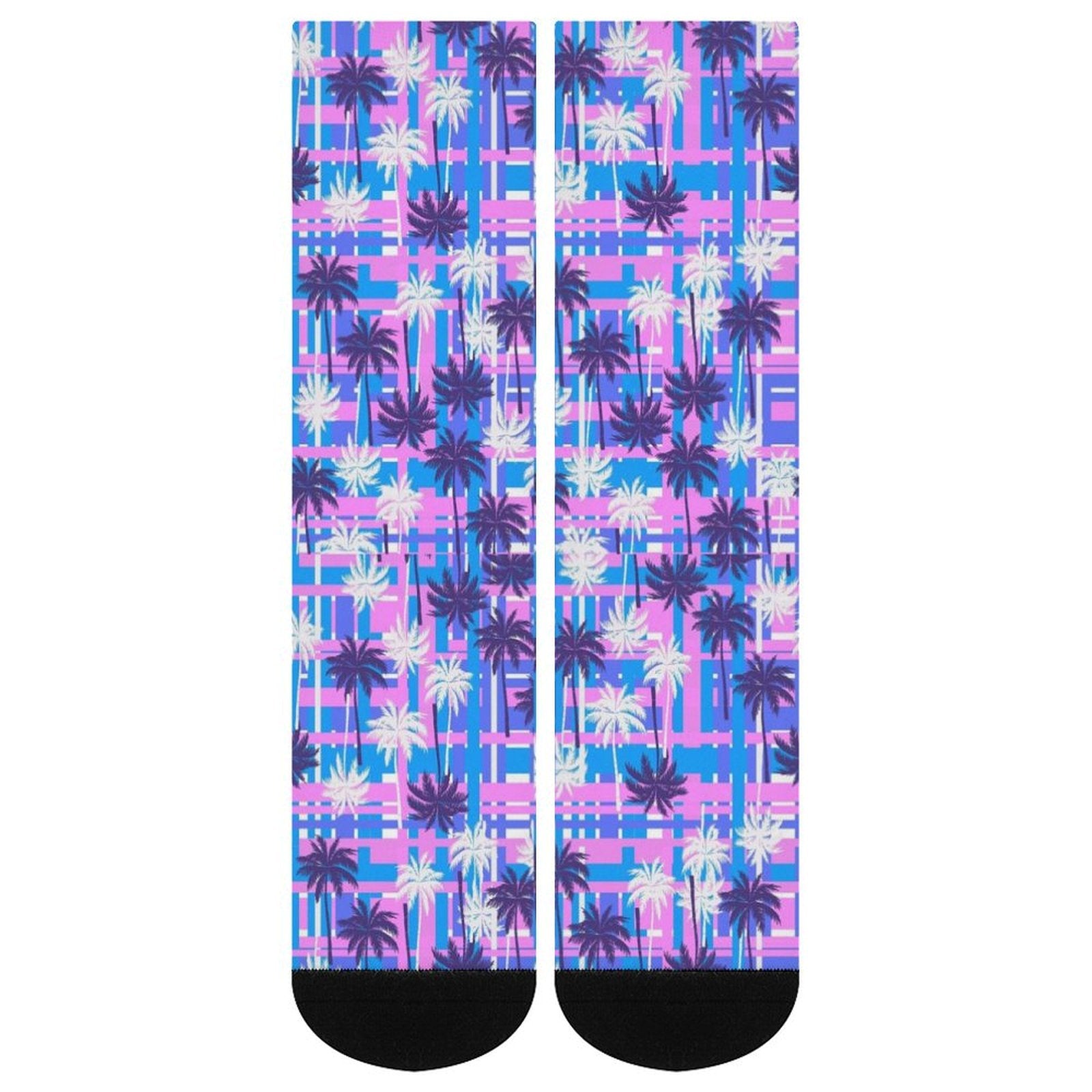 Purple Palm tree Prined socks Gifts for Men Women