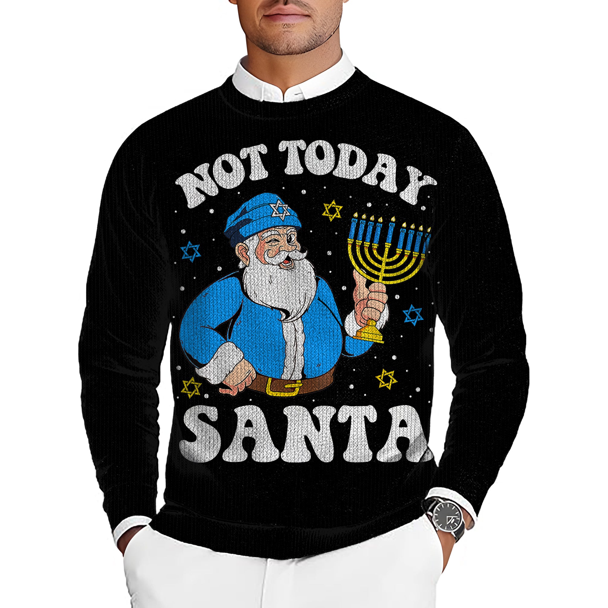 Santa Christmas Men's Golf Crewneck Pullover Sweaters Ugly Sweater