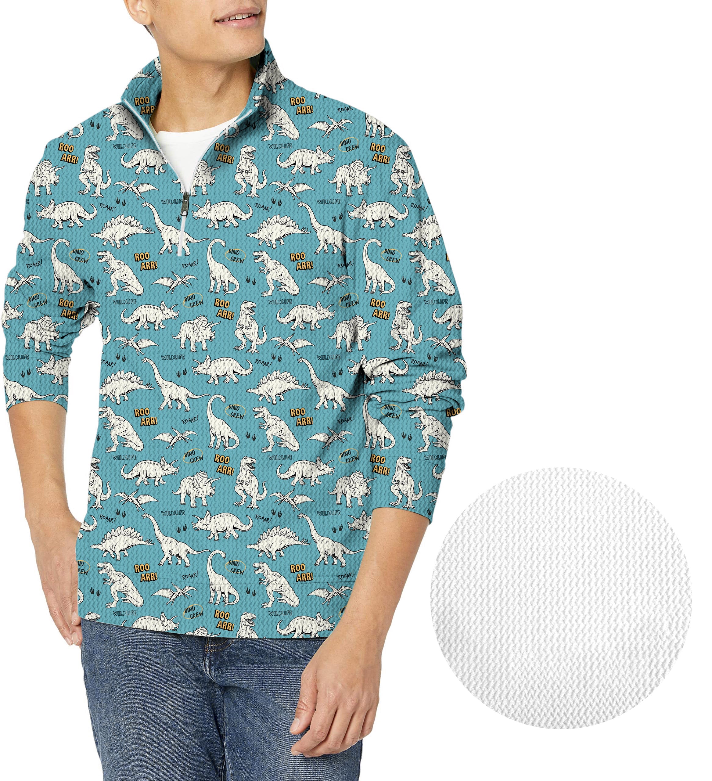 Dinosaurs rawr-Men's Golf Waffle Zipper Pullover