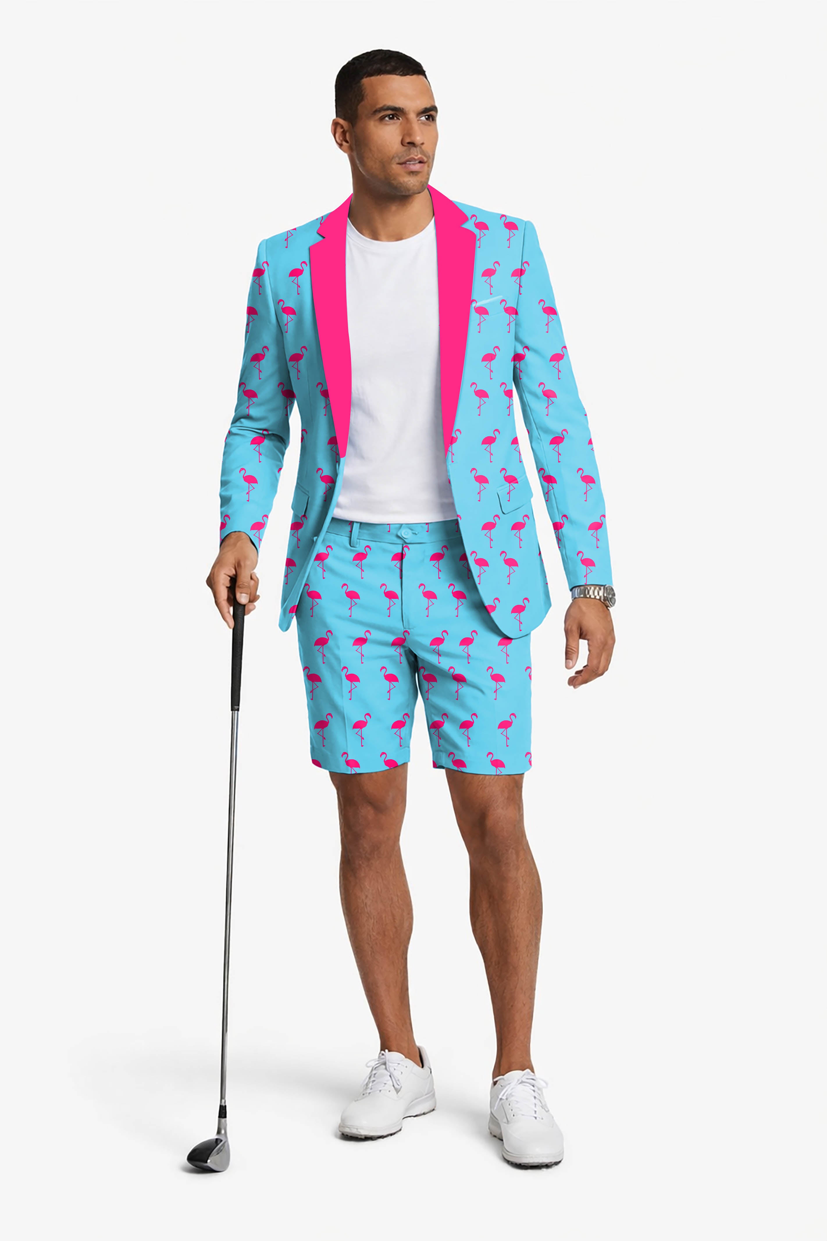 flamingo Men's Party Costumes-Theme Party 2pcs Suit set-Blazer Shorts