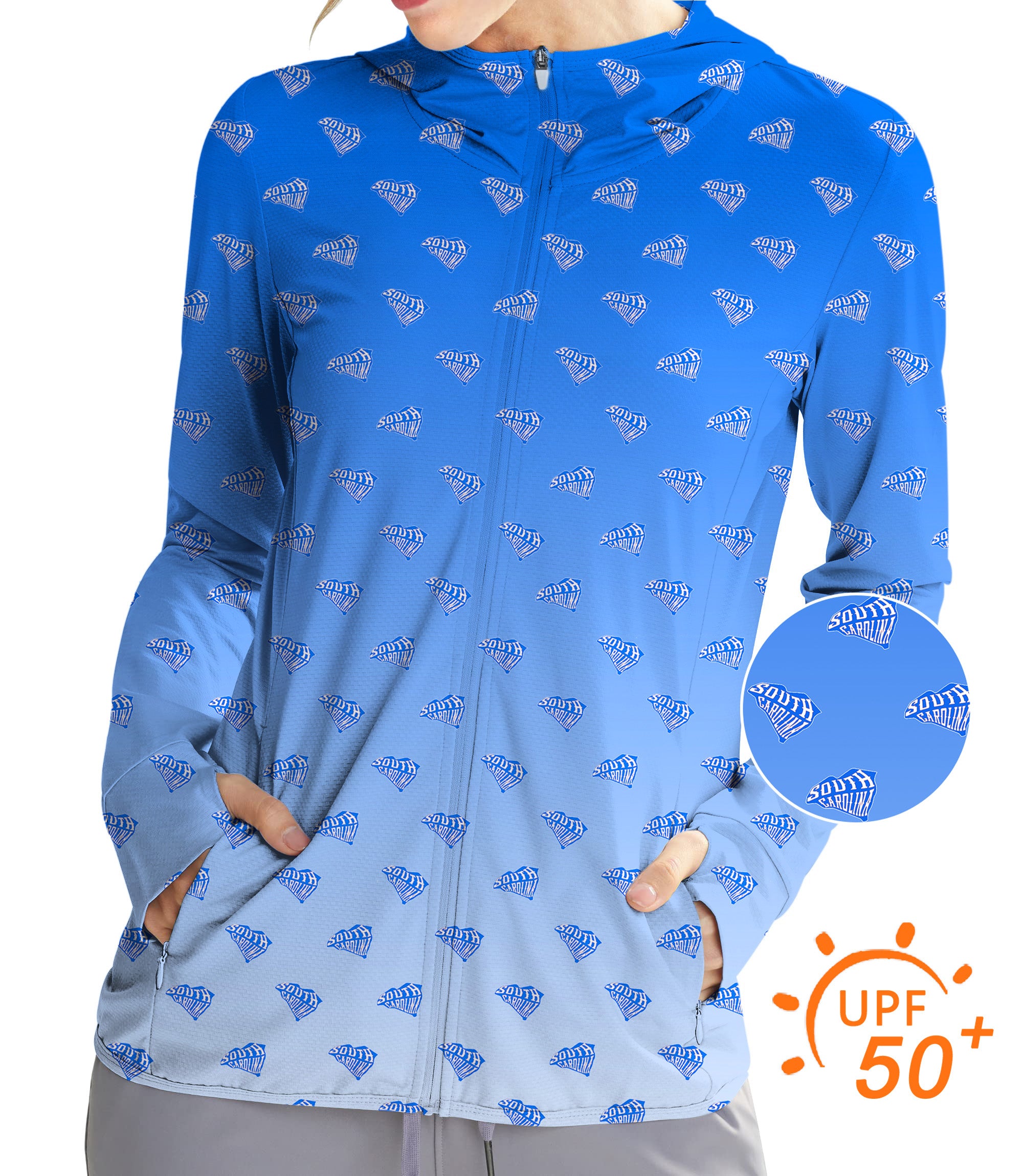 Women's Outdoor Blue South Carolina Golf Sun Protection Slim Fit zip hoodies