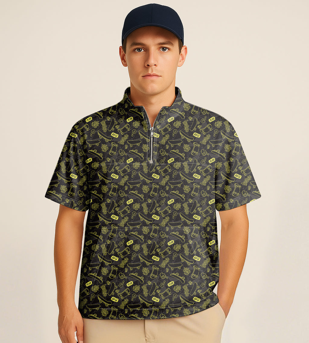 Men's half zipper turtleneck golf short shirt with Yessi embroidery and customizable design