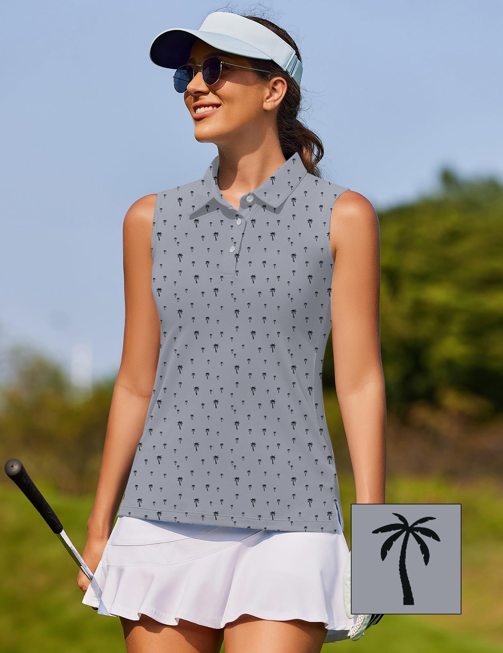 Coconut Palm Custom The Background Color Women's golf Sleeveless shirt
