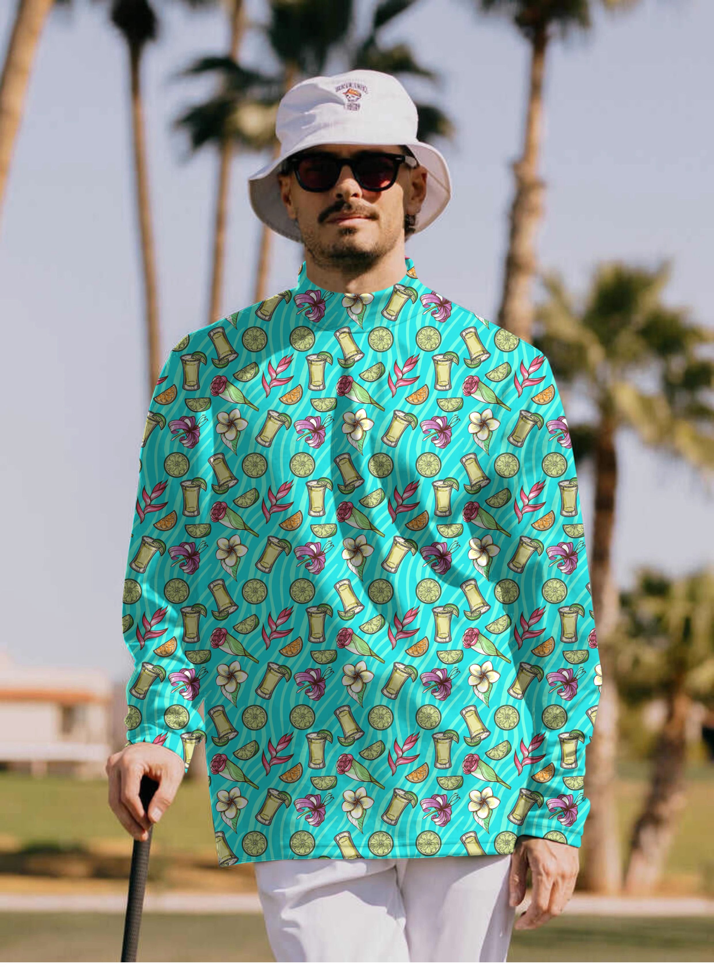 Men's Agave Greens Pullover High neck Long/Short sleeve T-Shirt