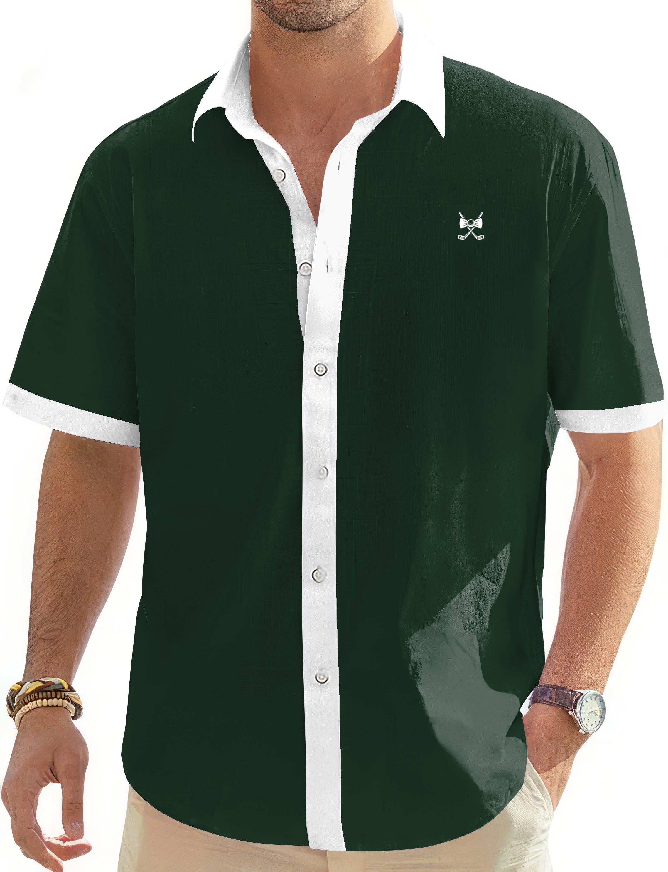 Green Hamster Men's Golf Hawaiian Shirts Button Down Shirt