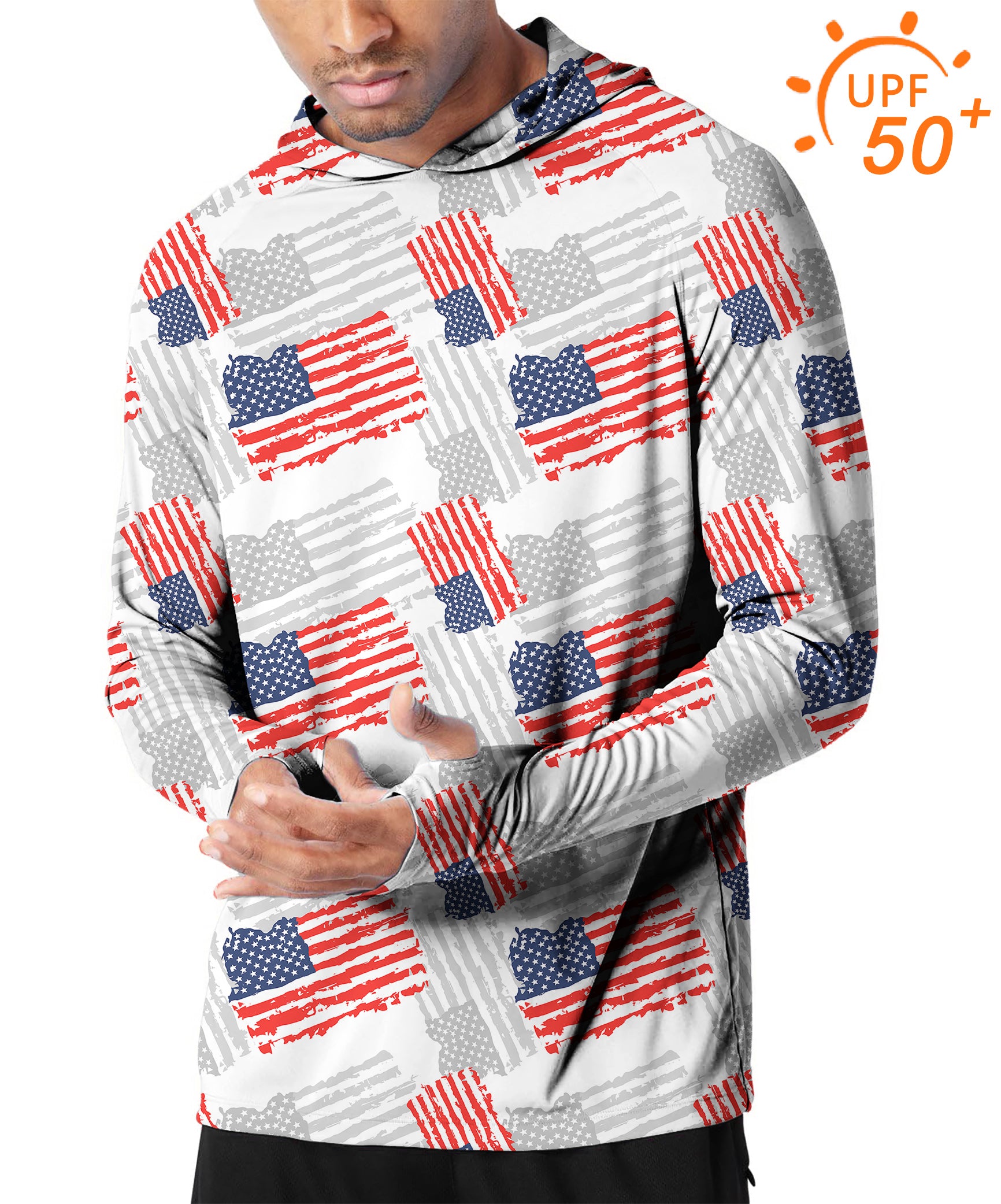 Men's Outdoor American flag Golf Sun Protection Slim Fit hoodies