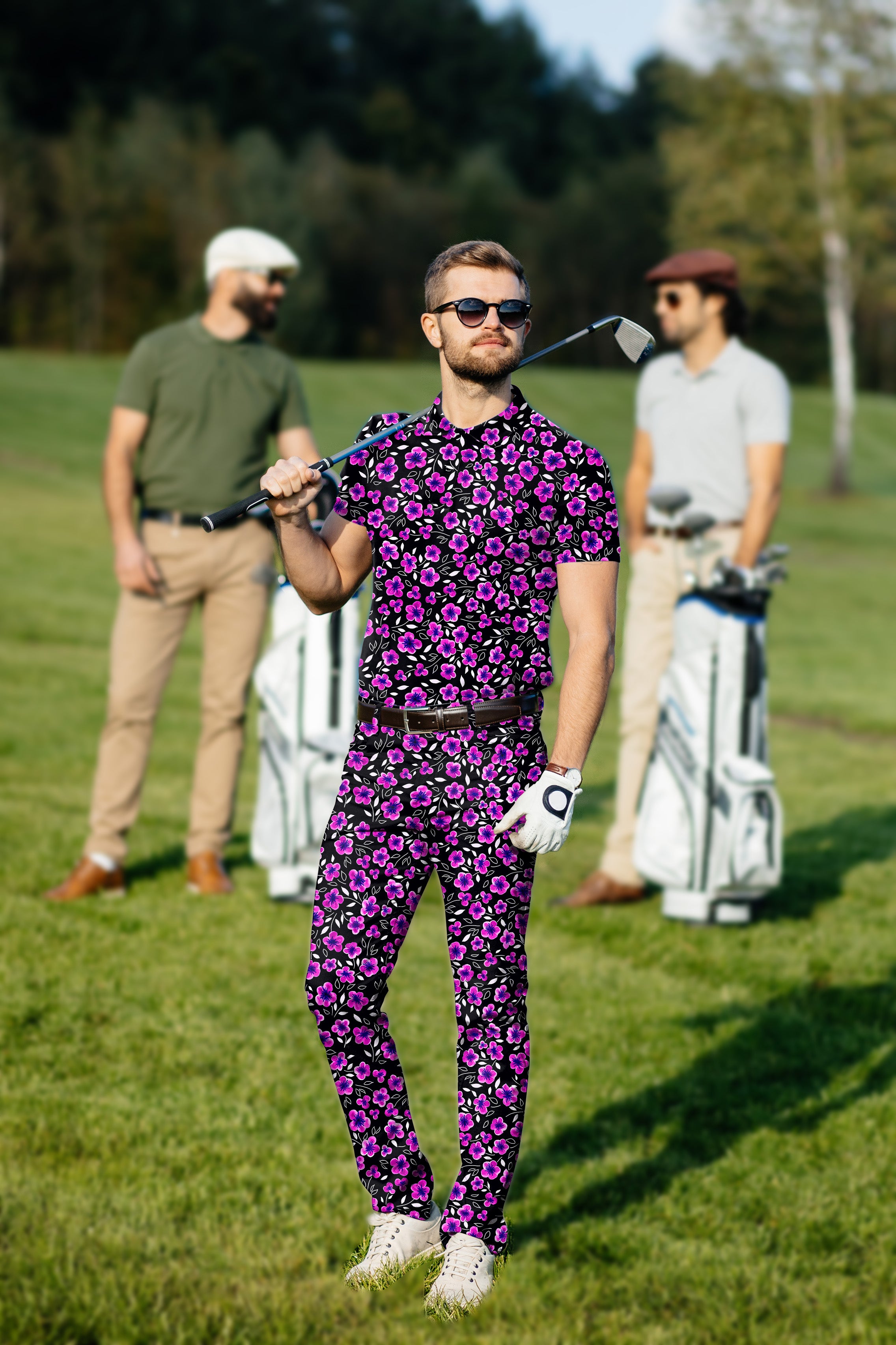 Men's Golf Set Polo+Pants Floral Out