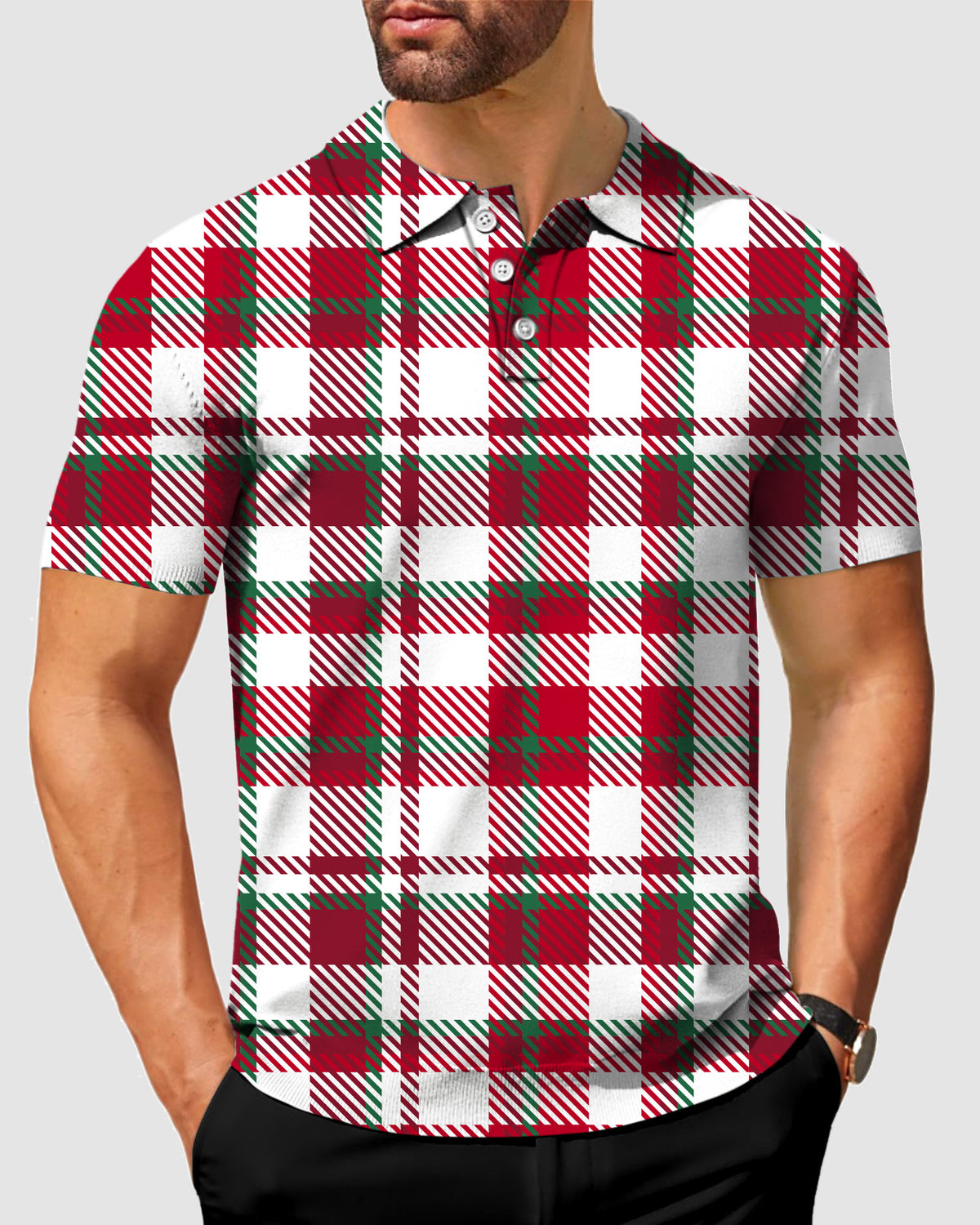 Men's Christmas stripes Polo