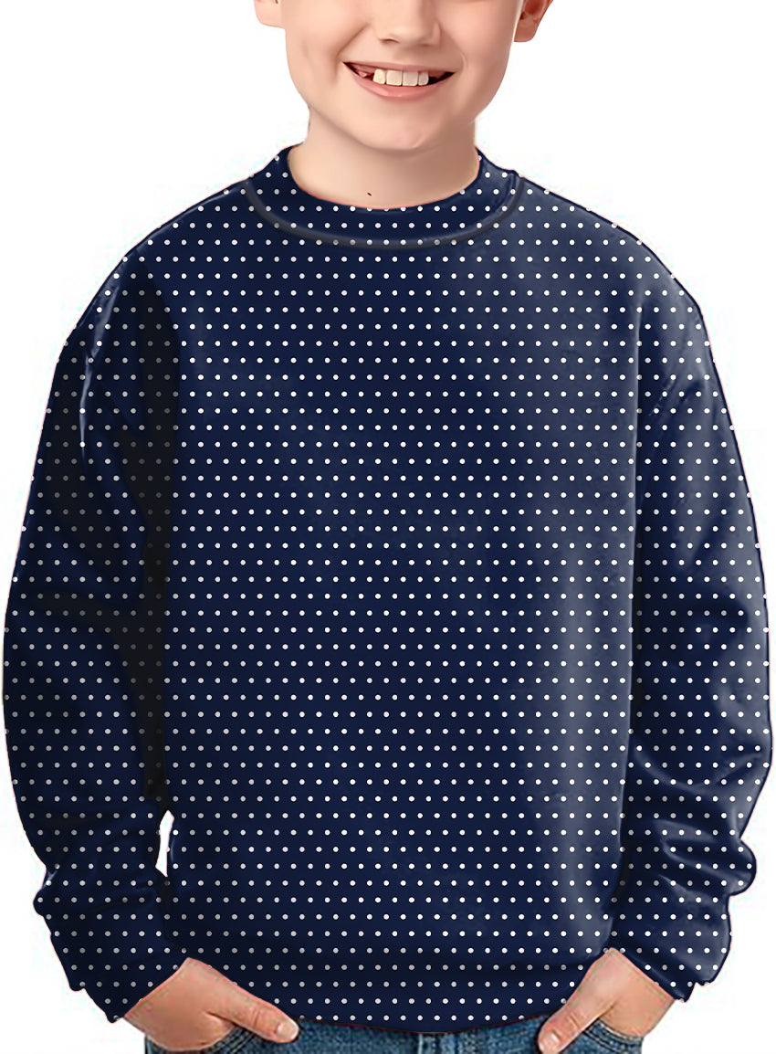 Navy blue with white polka dots Crewneck Pullover Kids Ugly Sweater