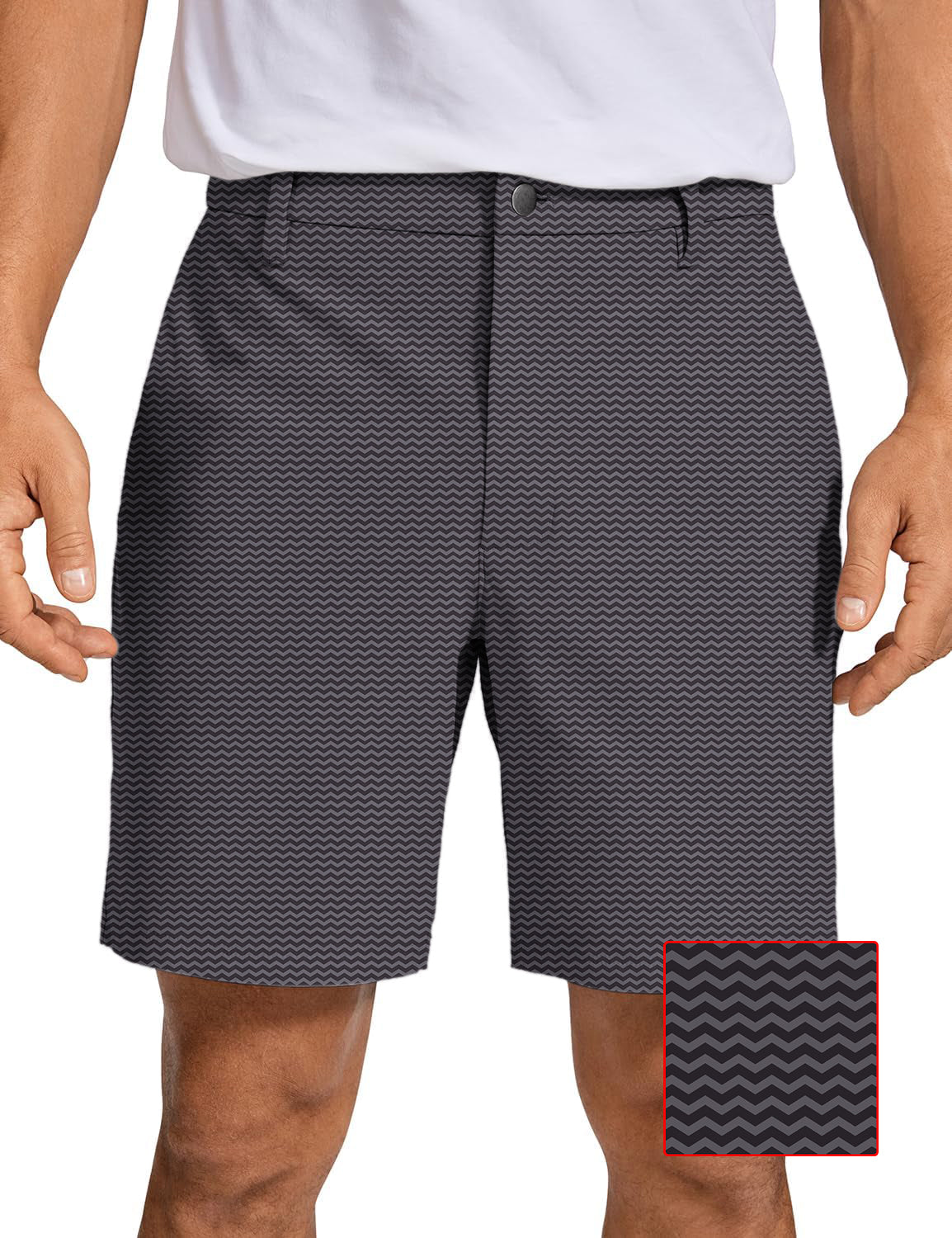 Men's brown waves golf shorts with quick-dry, breathable fabric and two-way stretch for comfort and style