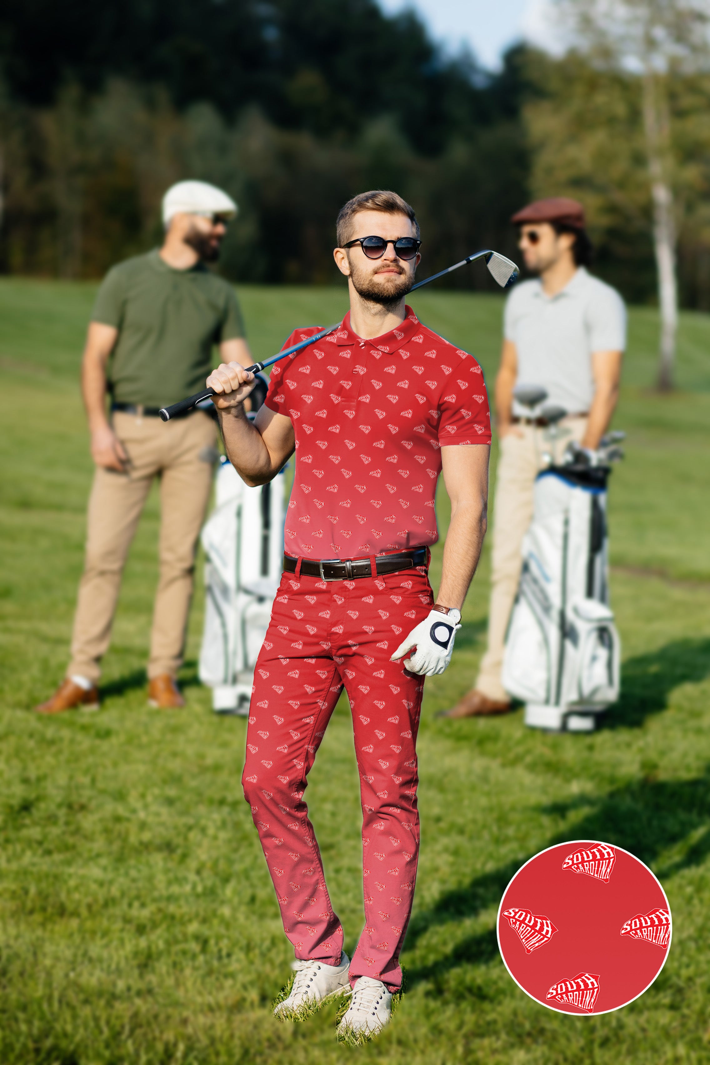 Men's Golf Set Polo+Pants Red South Carolina