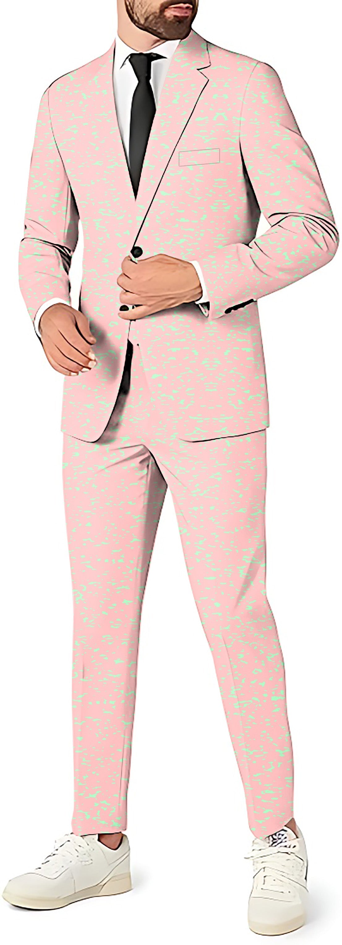 Pastel pink fusion men's slim fit blazer, vest, and pants party suit set