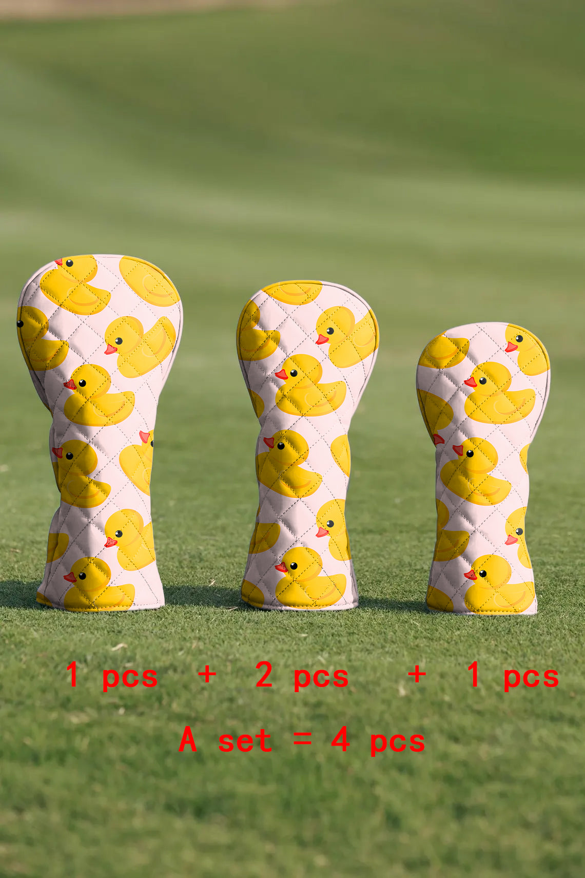 Yellow duck Cotton Quilting Golf Cover Set Digital Printing Sewing The Perfect Gift For Your Favorite Team 4 Pcs Set