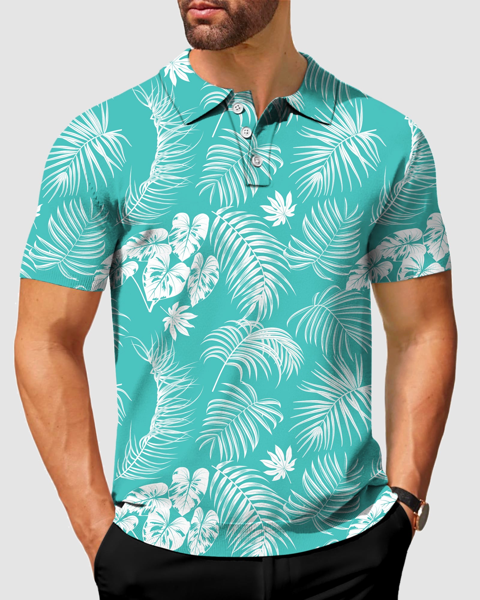 Men's Teal Paradise Golf Polo