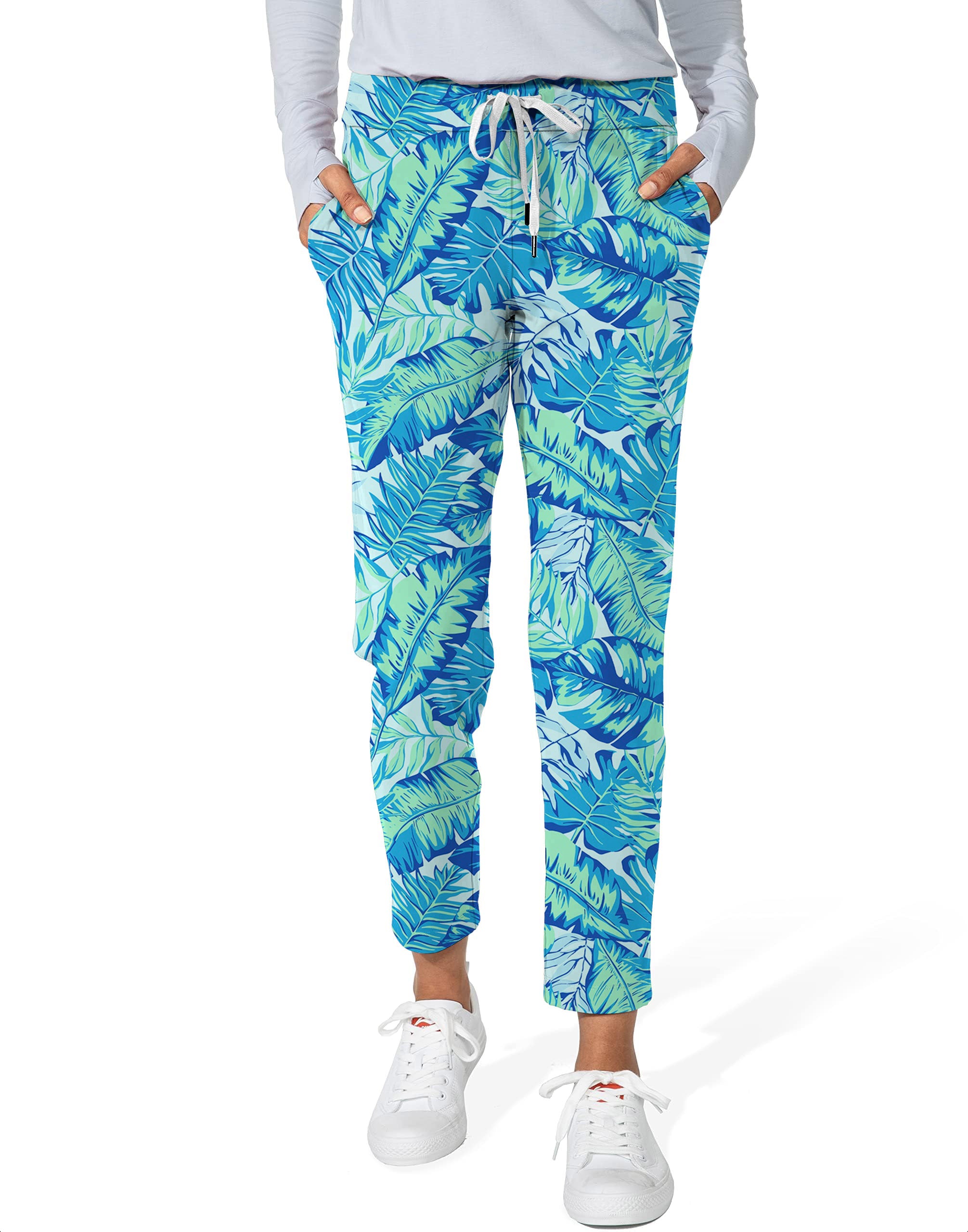Palm leaves-Women's 7/8 Stretch Ankle Golf Pants
