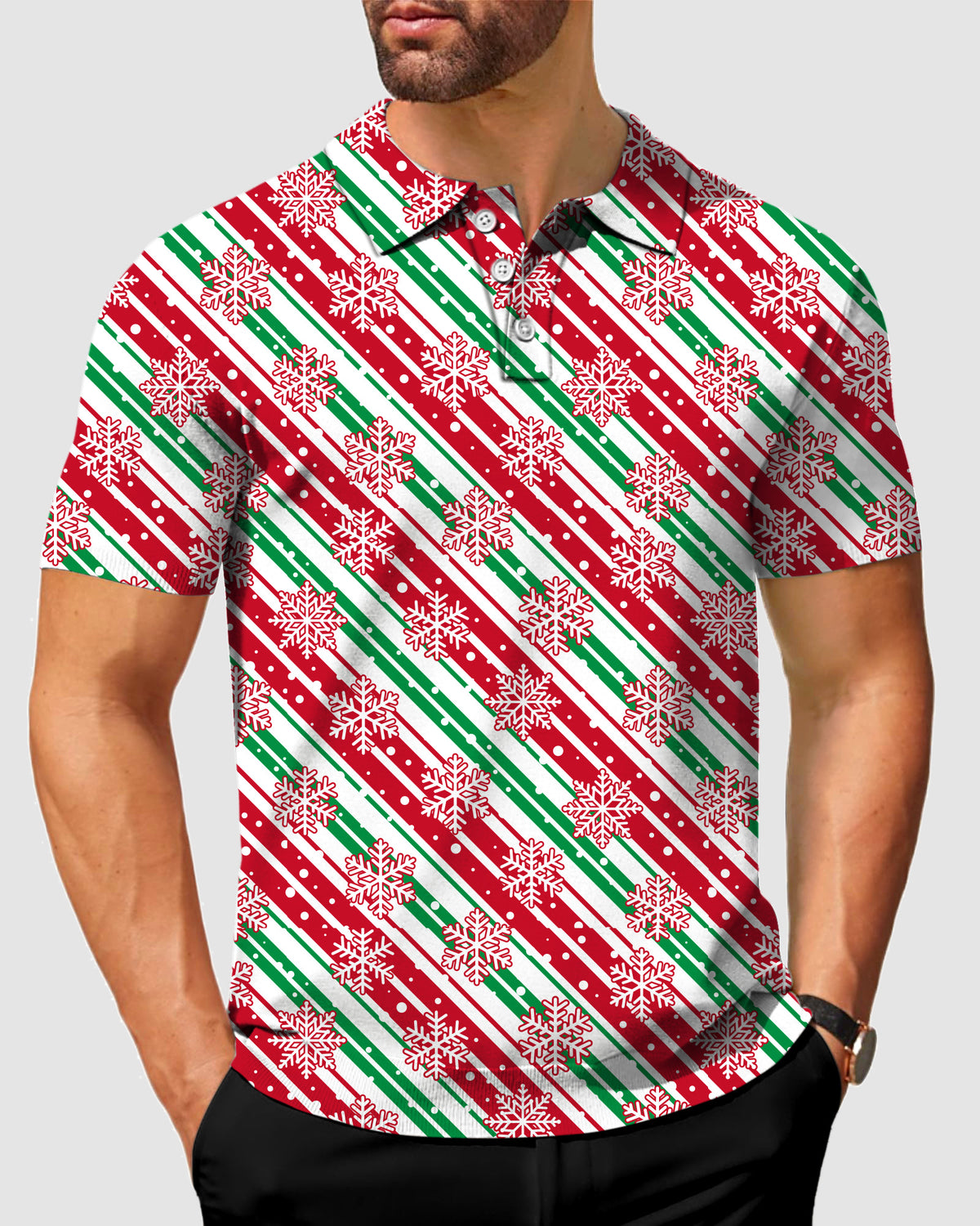 Men's Christmas Snowflake Polo