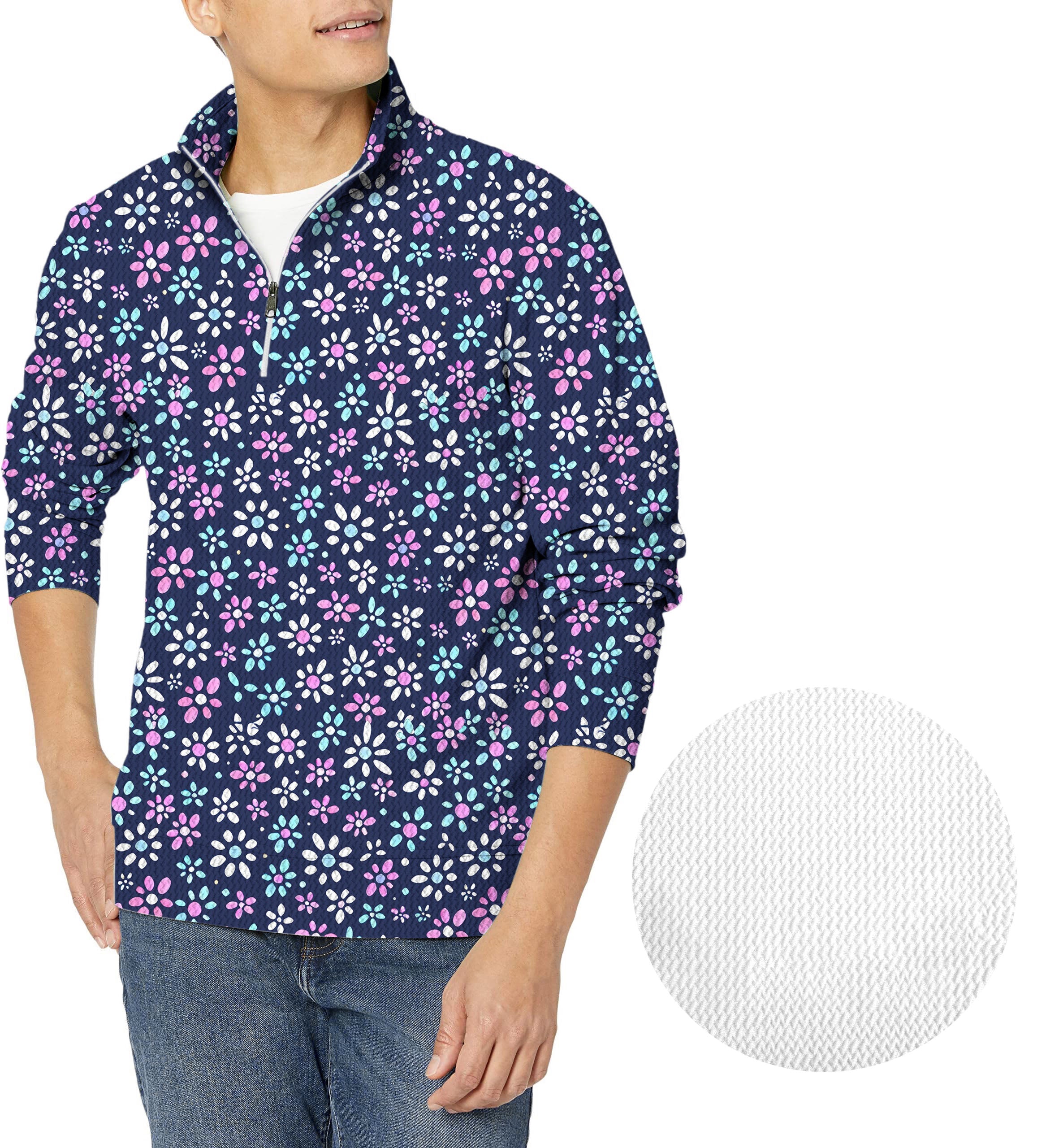 Daisy Daze-Men's Golf Waffle Zipper Pullover