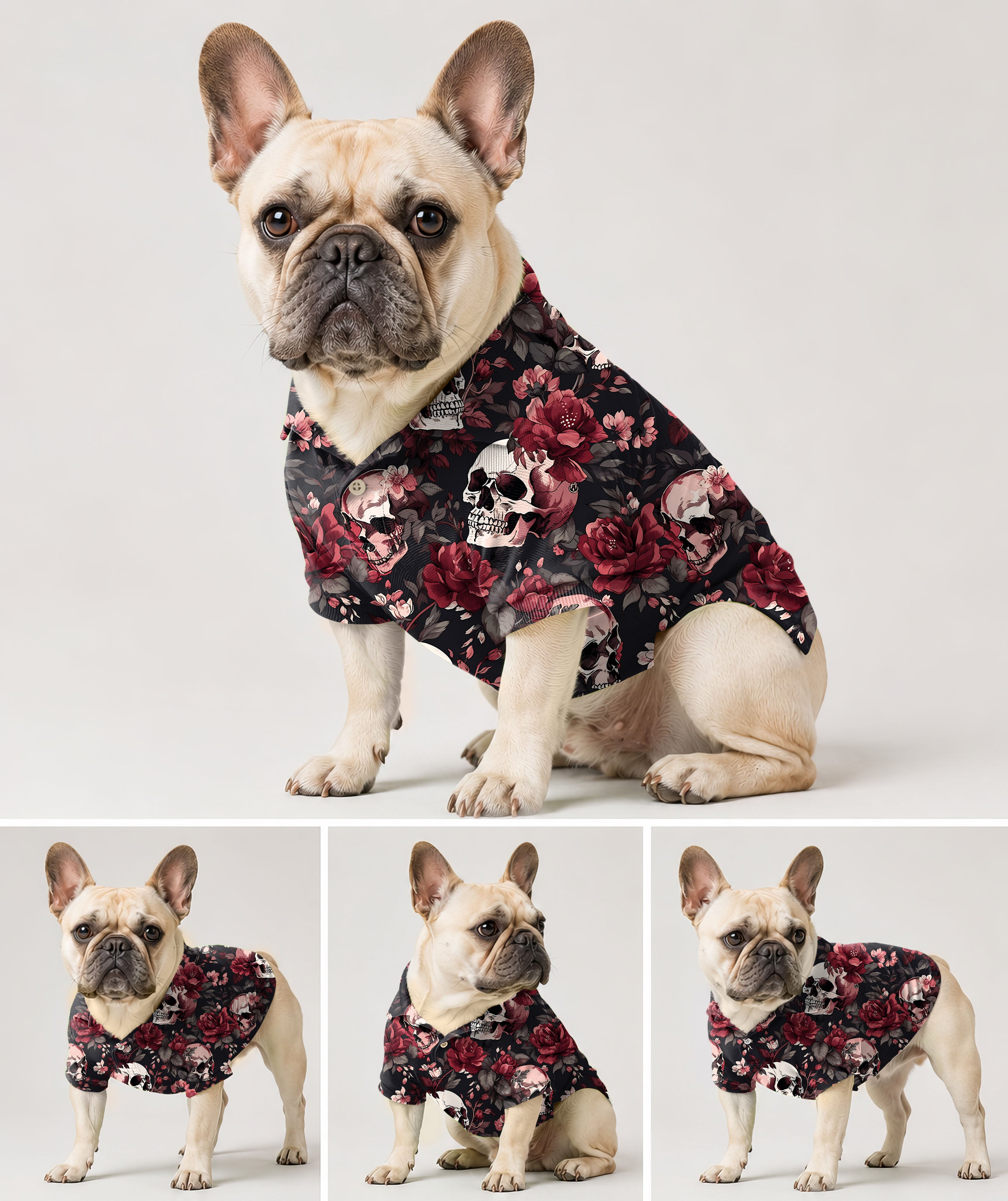 Dog's Halloween floral skull Polo