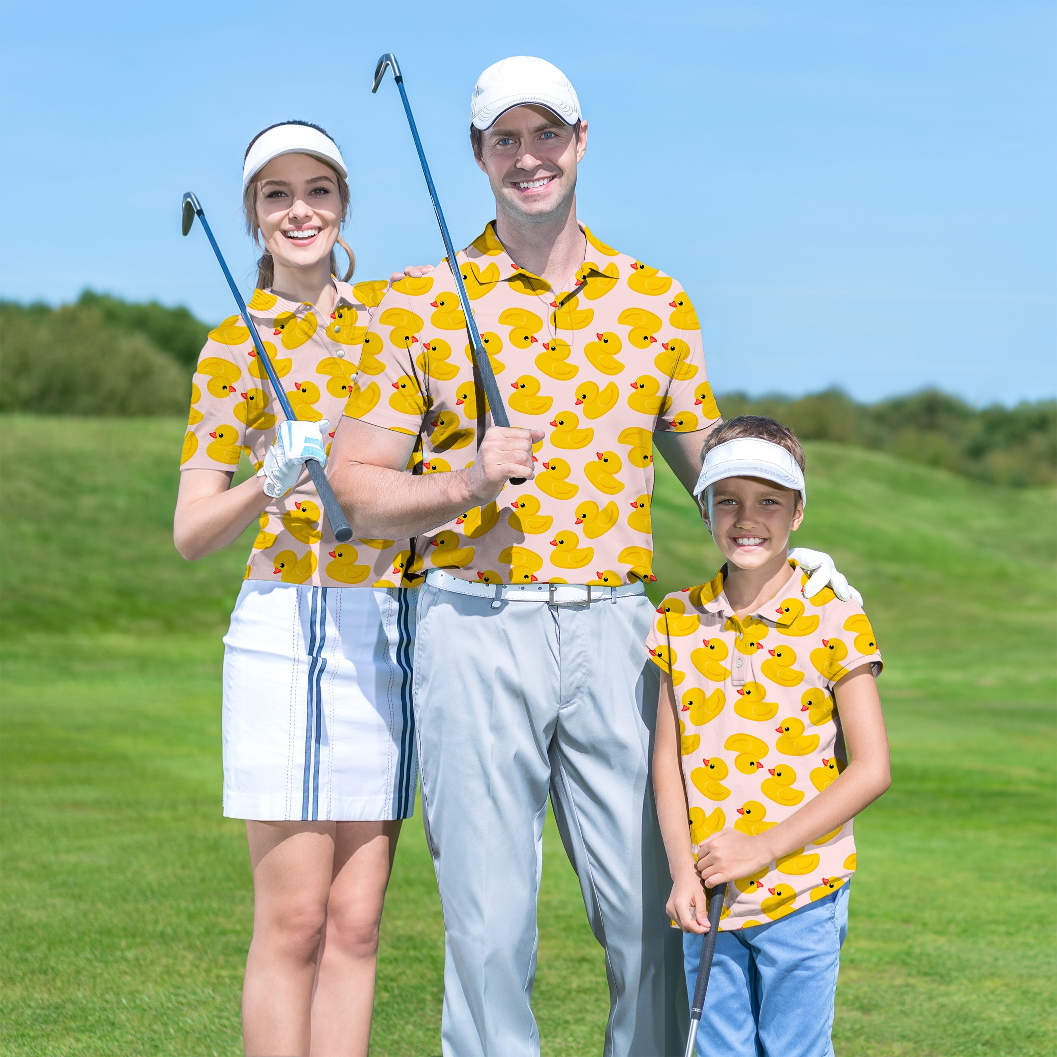 Yellow duck Golf Polo Men Women youth family set