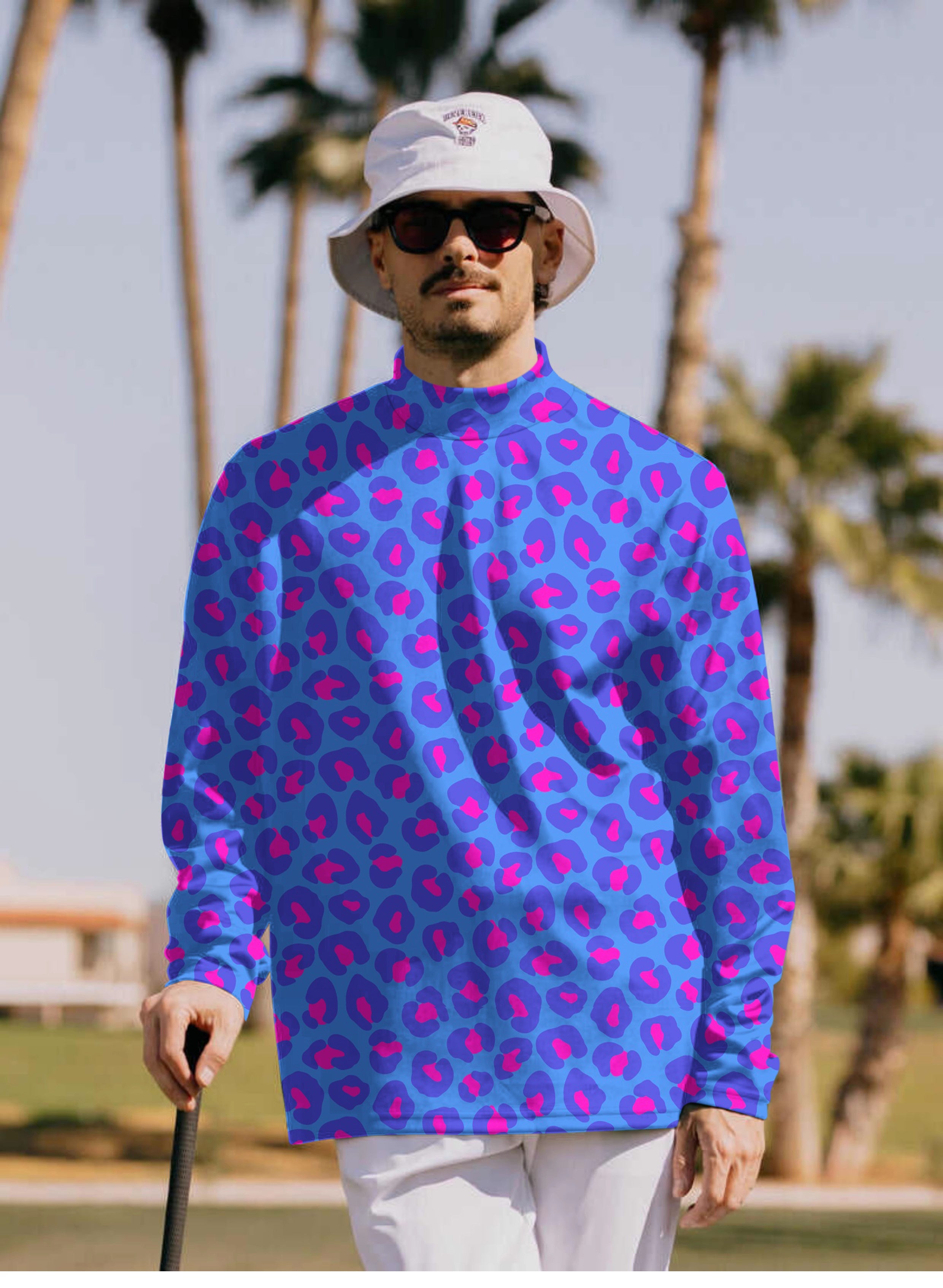 Men's Fluorescent Pullover High neck Long/Short sleeve T-Shirt