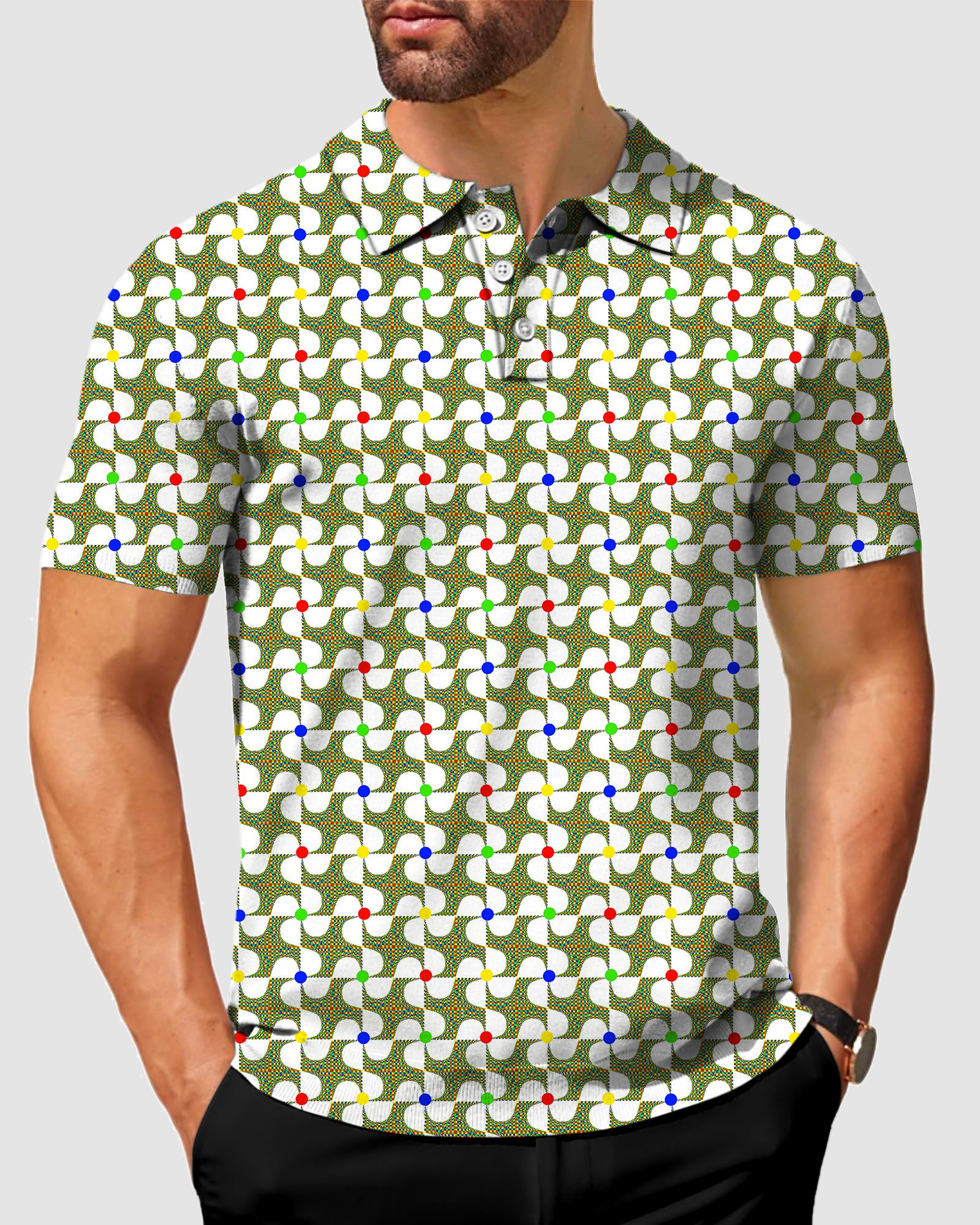 Men's Pinwheels Designer style Sam’s Weird Studio Polo Sam’s Weird Studio