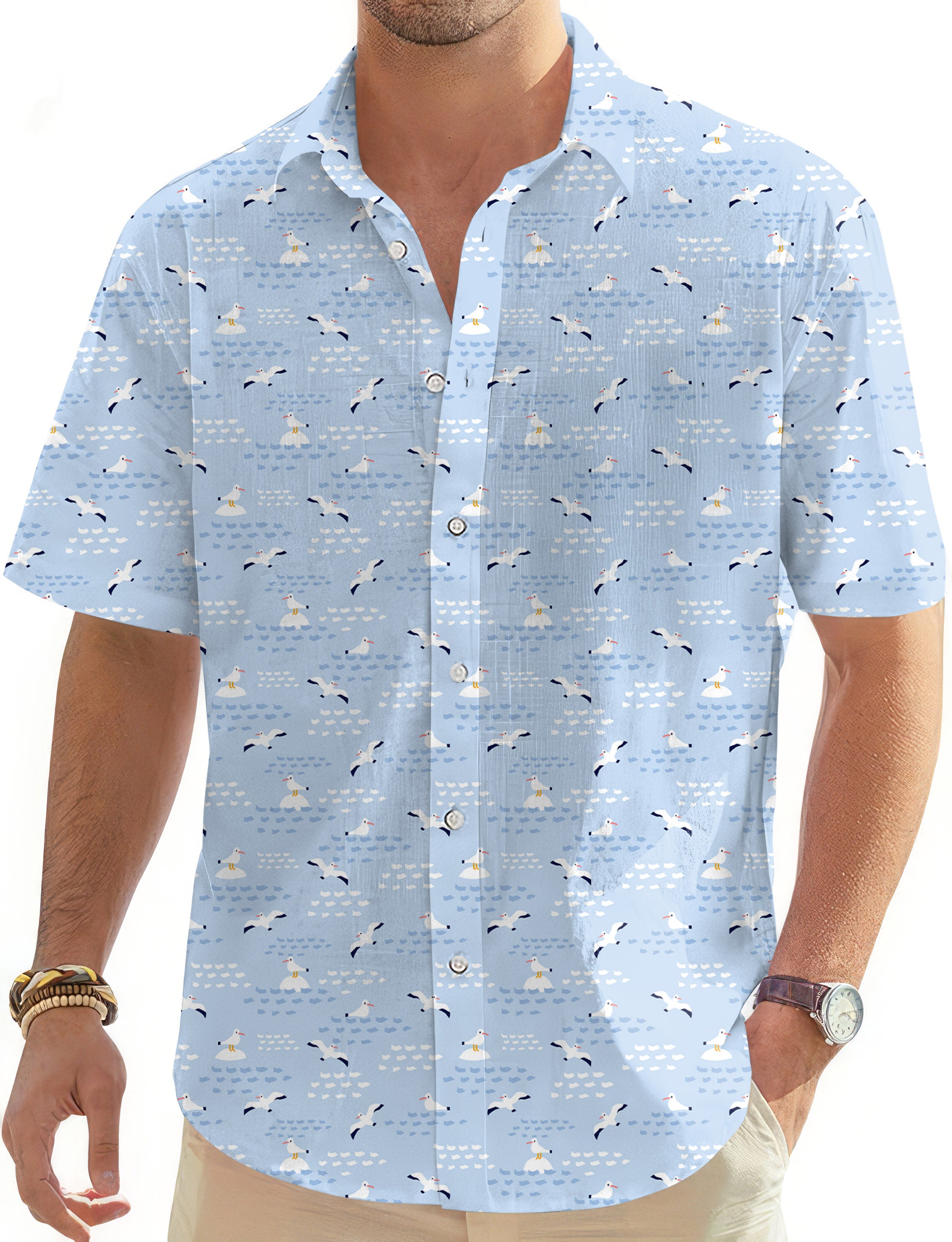 Albatross Men's Golf Hawaiian Shirts Button Down Shirt