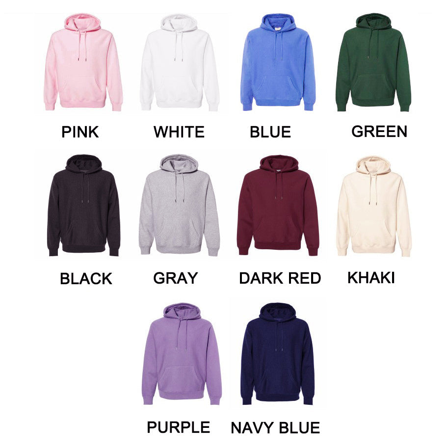 Collection of solid color embroidered men's hoodies in various colors including grey, pink, white, blue, green, black, dark red, khaki, purple, and navy blue in plus sizes.