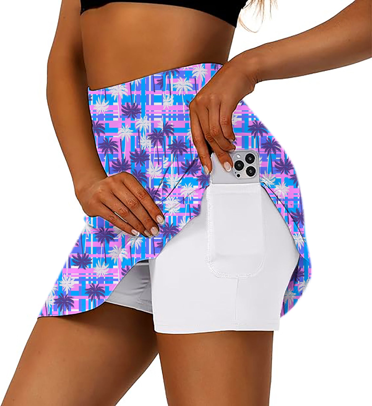 Purple Palm tree Women's Athletic Golf Skorts Flared Skirts