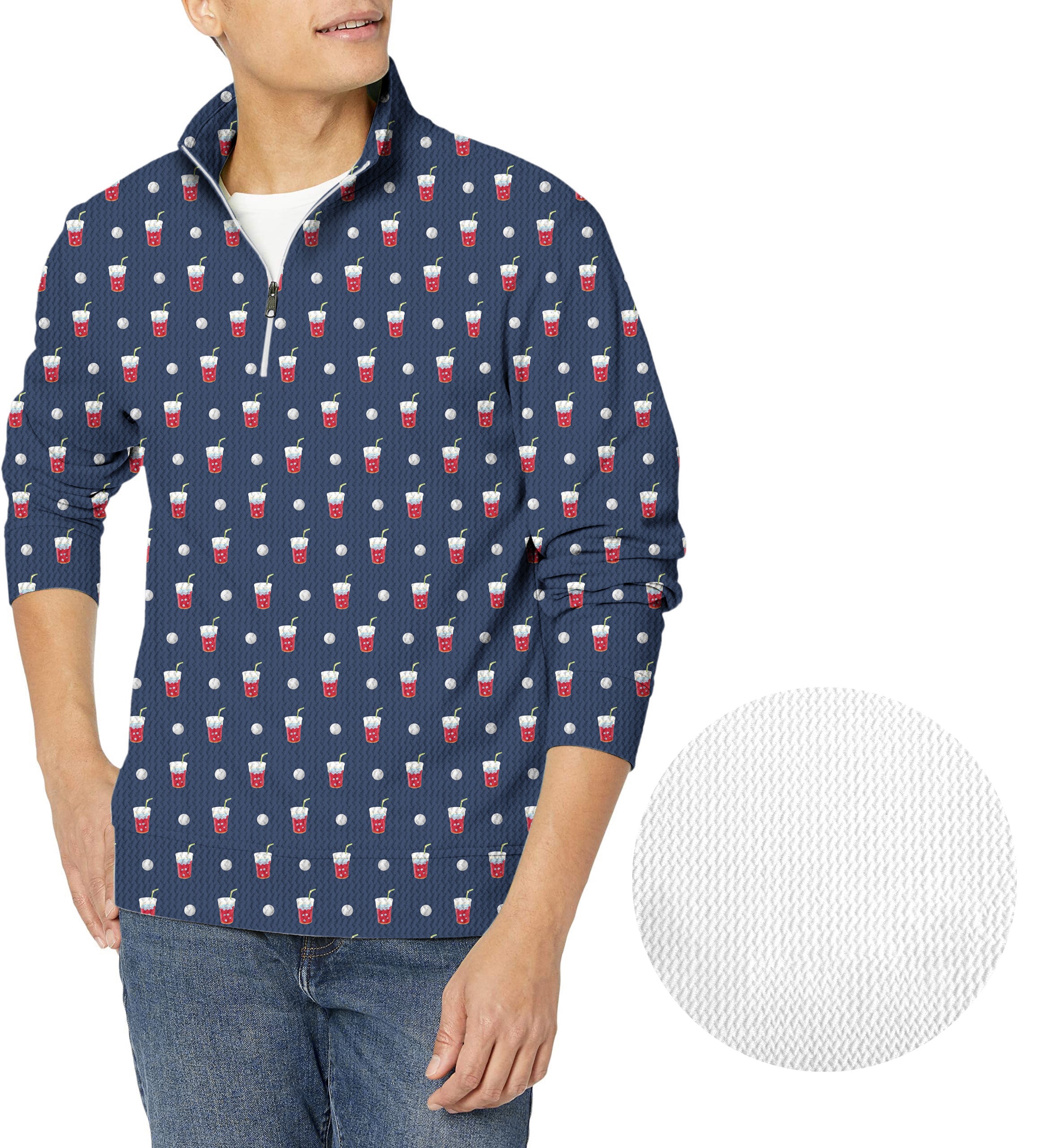 19th Hole-Men's Golf Waffle Zipper Pullover