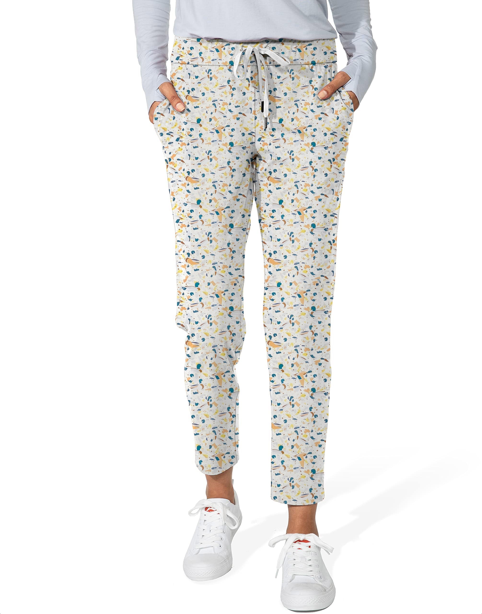 Yellow terrazzo-Women's 7/8 Stretch Ankle Golf Pants