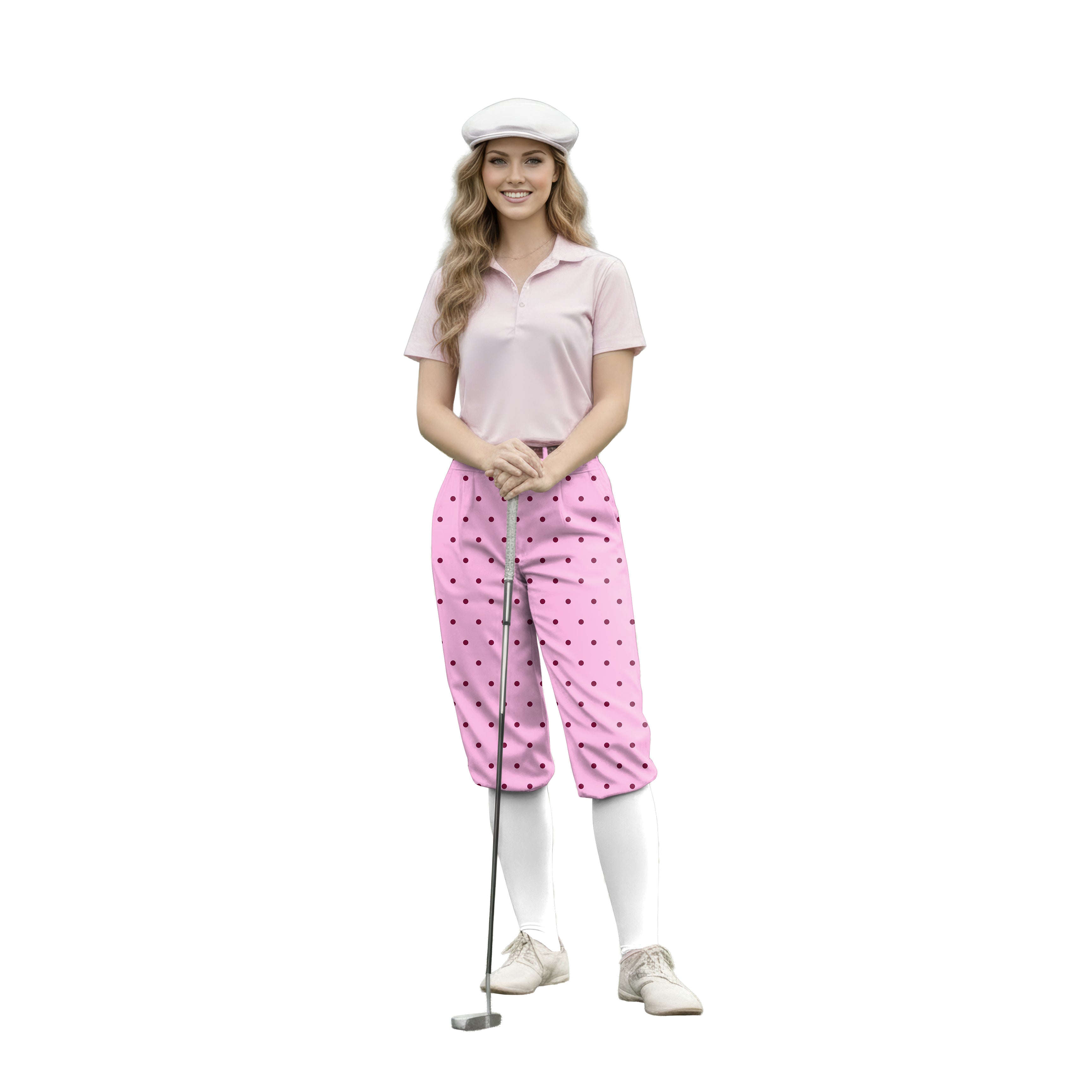 Personalize And Add To Cart Pink Polka Dots Womens Golf Knickers Pants