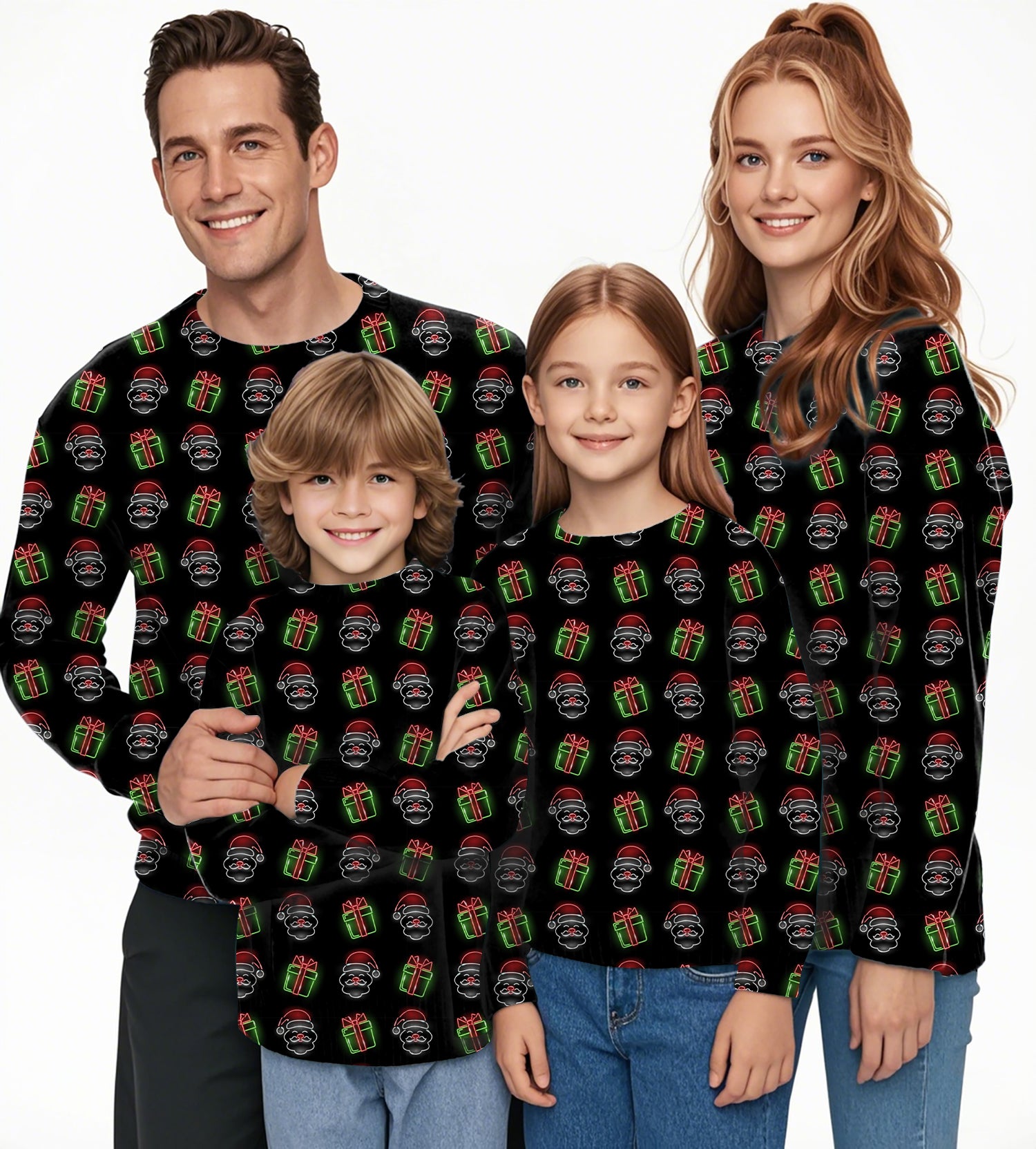 Neon Santa's Gifts Crewneck Pullover Ugly Sweater Men Women boy girl family