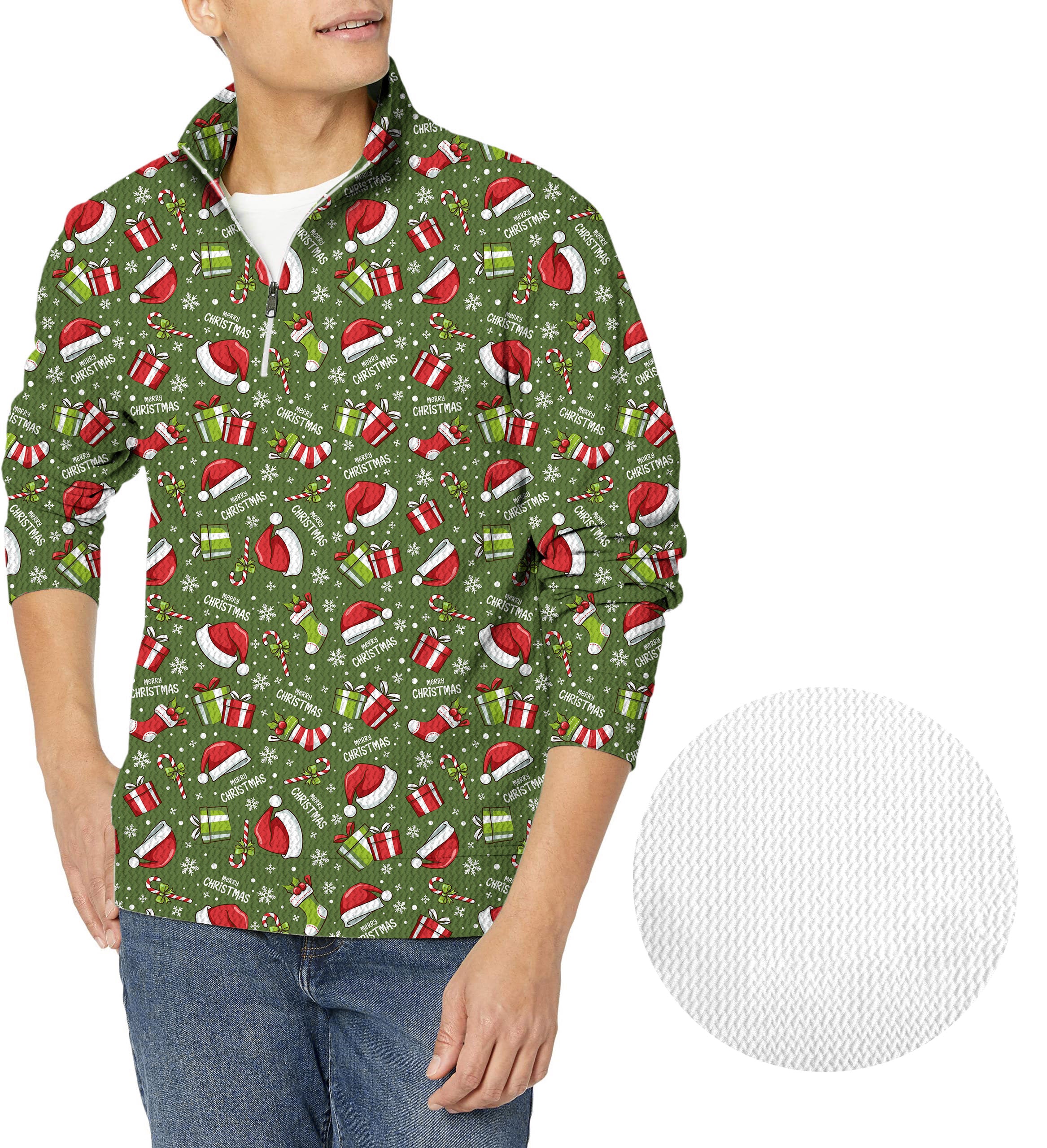 Very Merry XMAS-Men's Golf Waffle Zipper Pullover