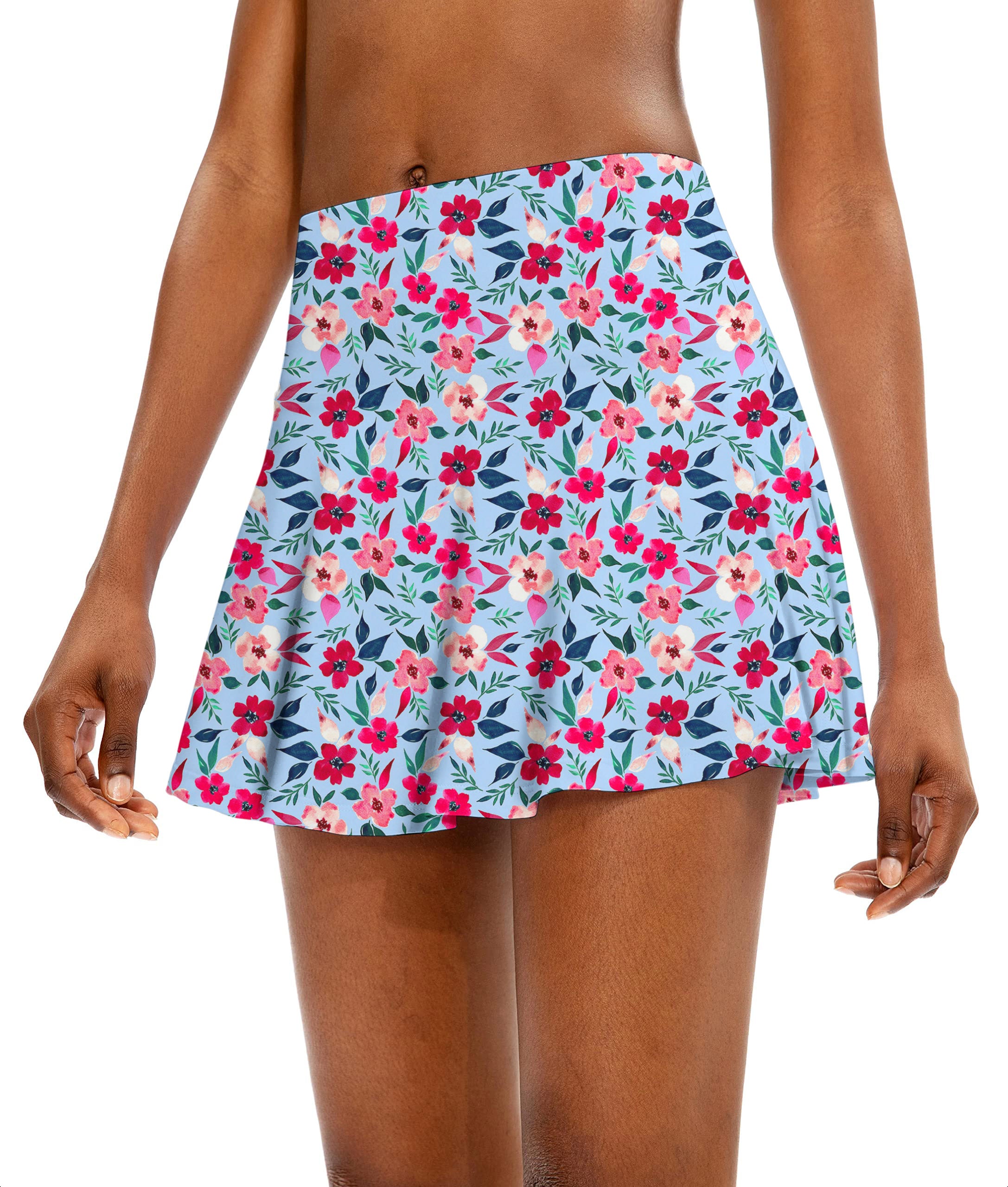 Tropical flowers Women's Athletic Golf Skorts Flared Skirts