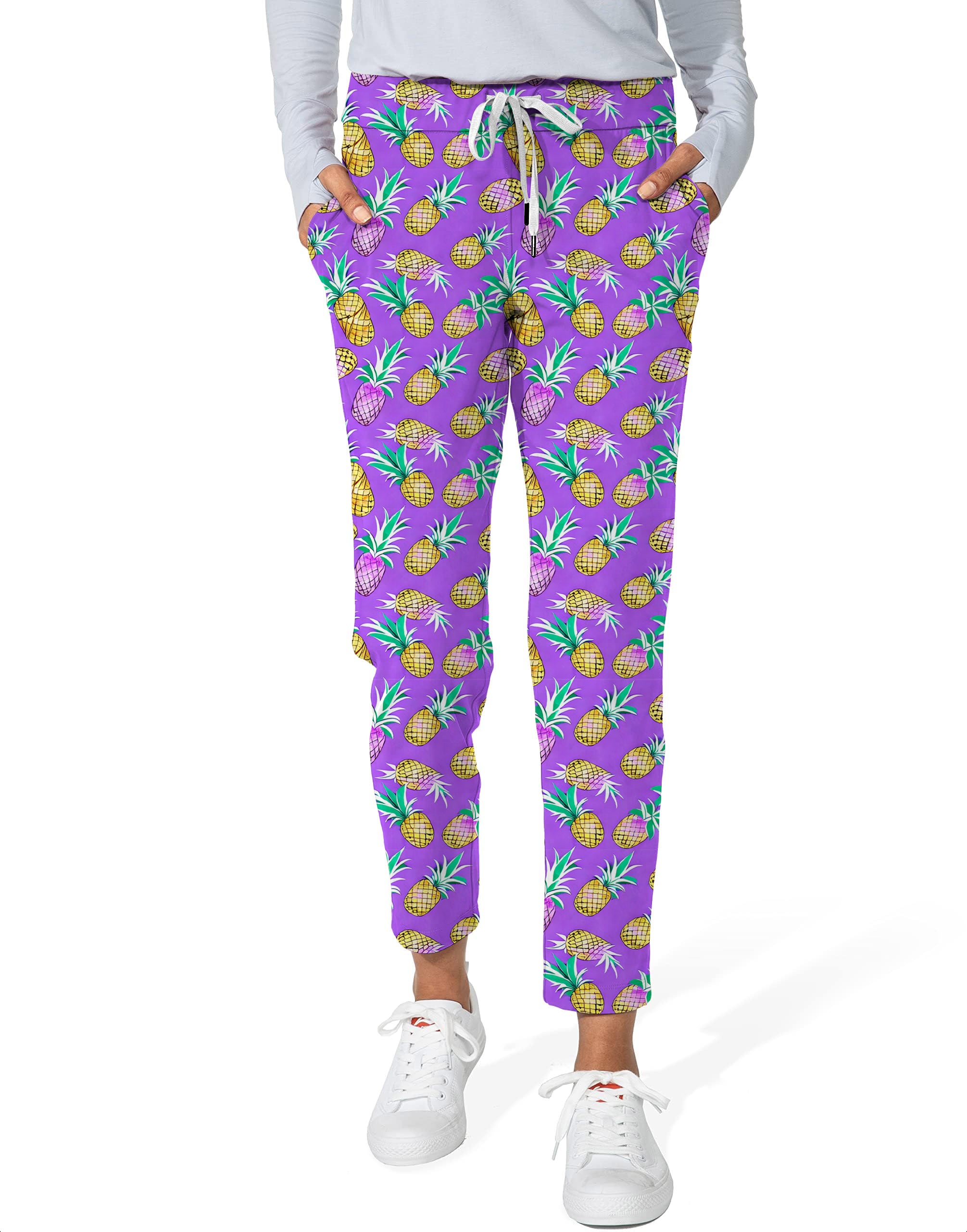 Purple Pineapple-Women's 7/8 Stretch Ankle Golf Pants