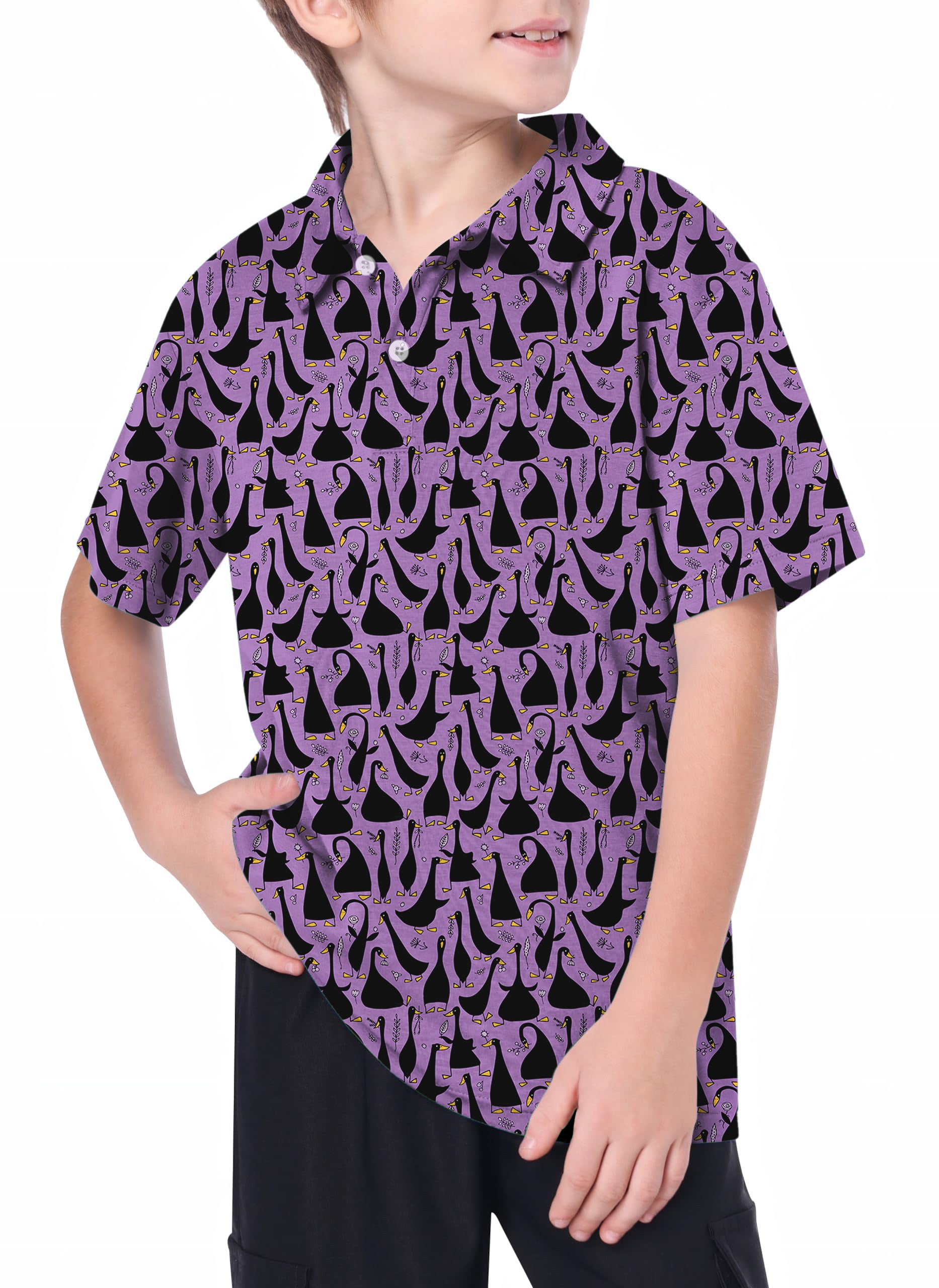 Youth Black Goose Purple Golf Polo