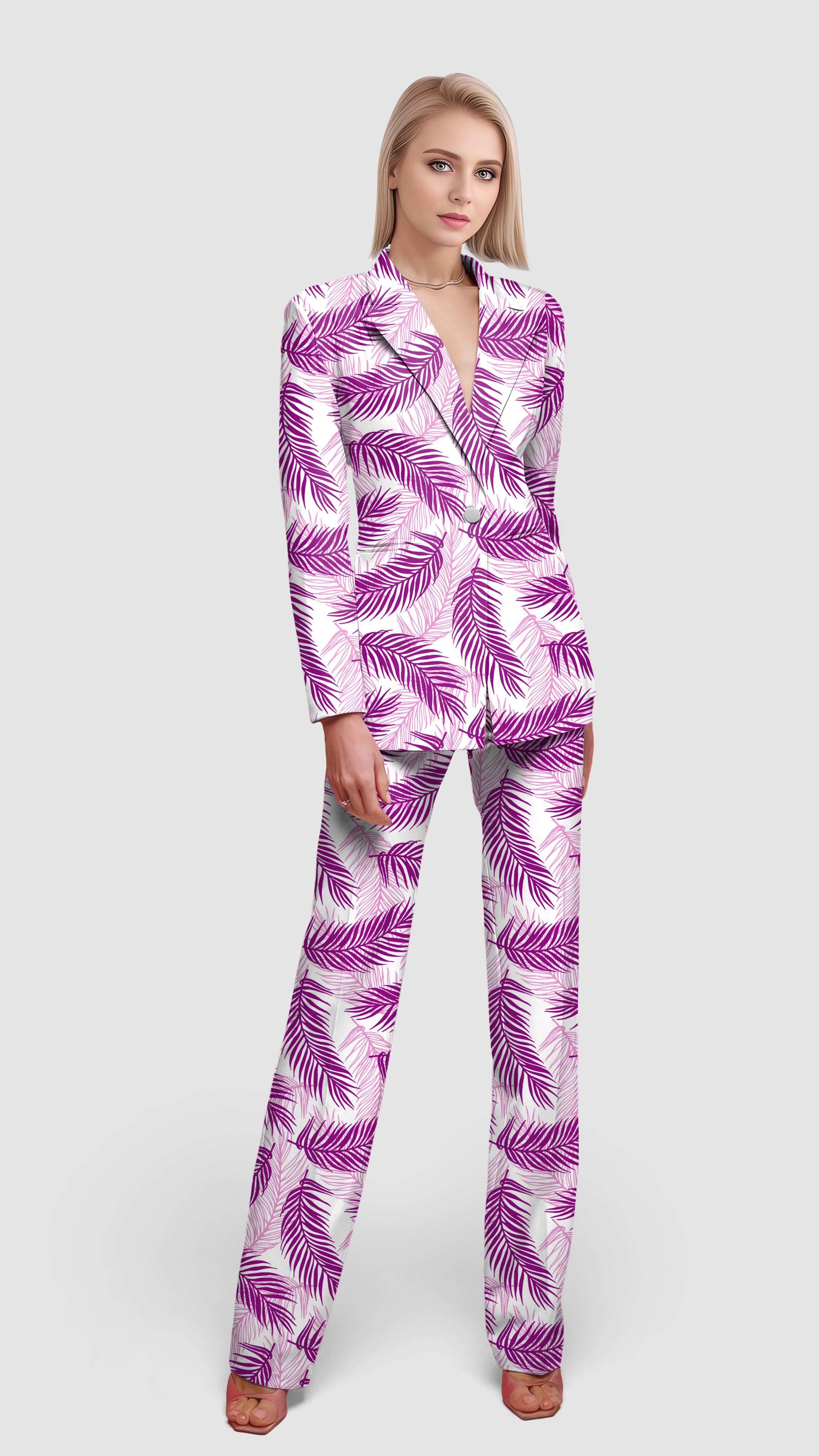 Purple Palms-Women's Blazer Casual Work Office Blazer Suit set