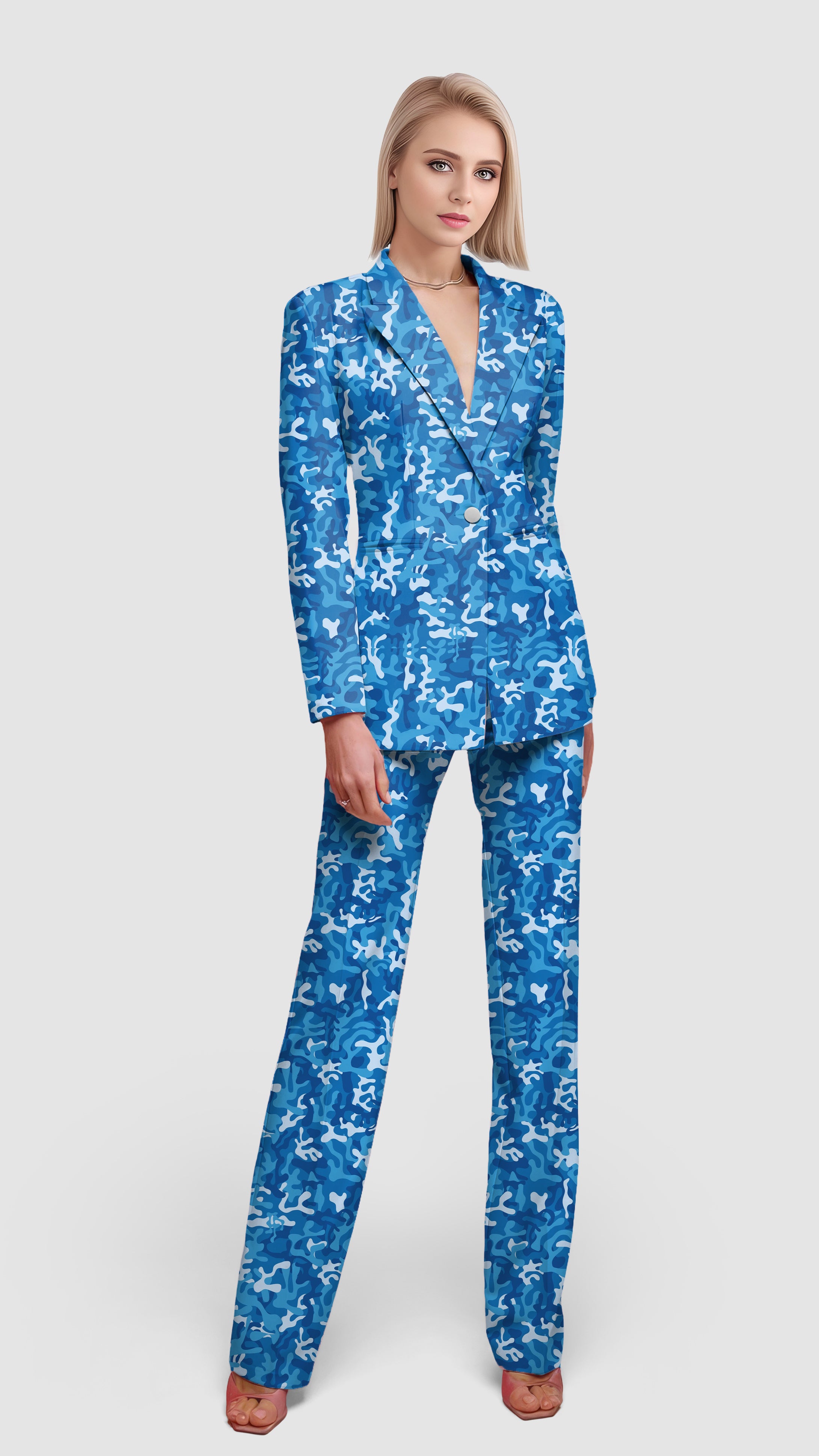 Camo-Women's Blazer Casual Work Office Blazer Suit set