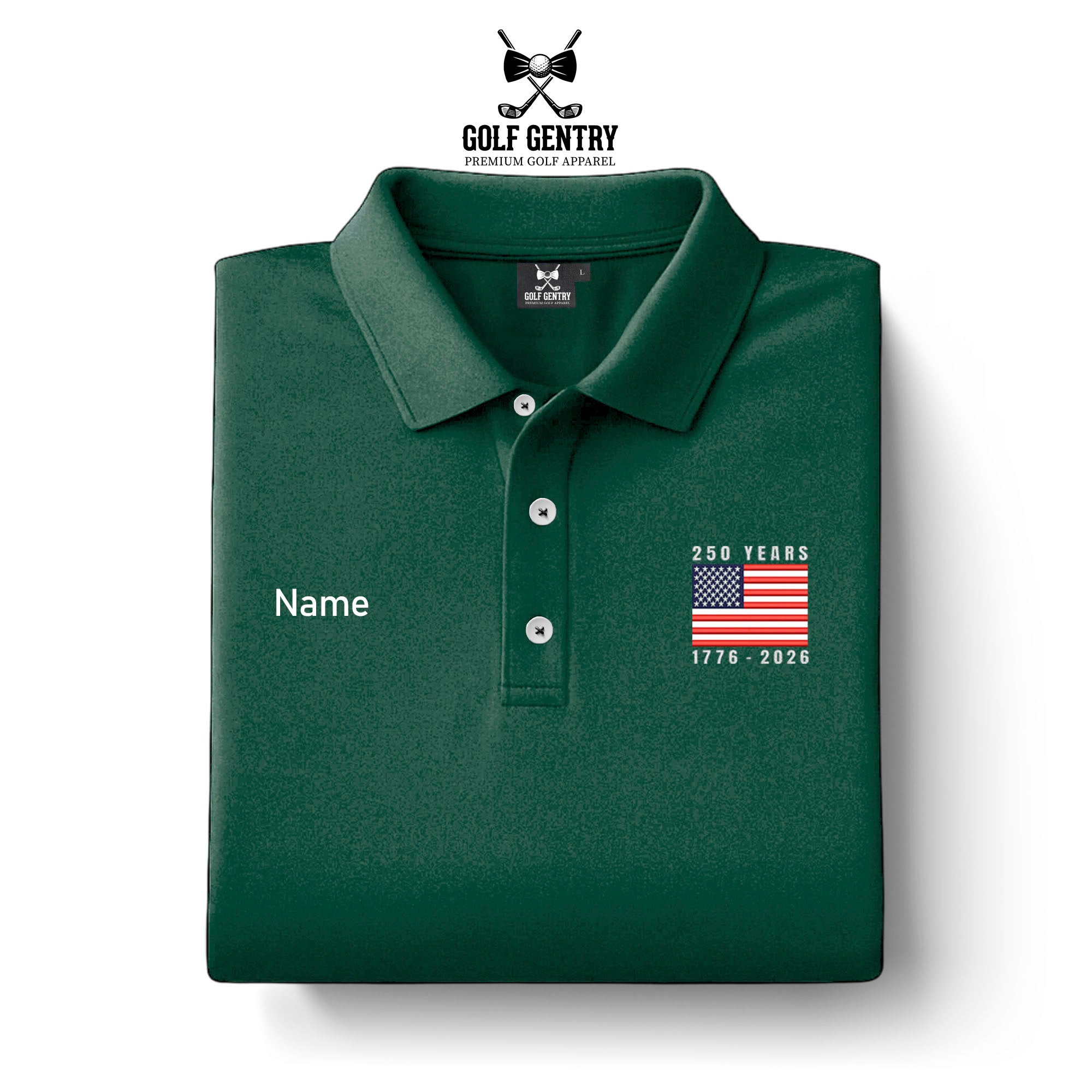Men's The United States Celebrates Its 250th Anniversary of Independence Solid Mastrer Color Embroidery On The Left Chest Nylon Polo