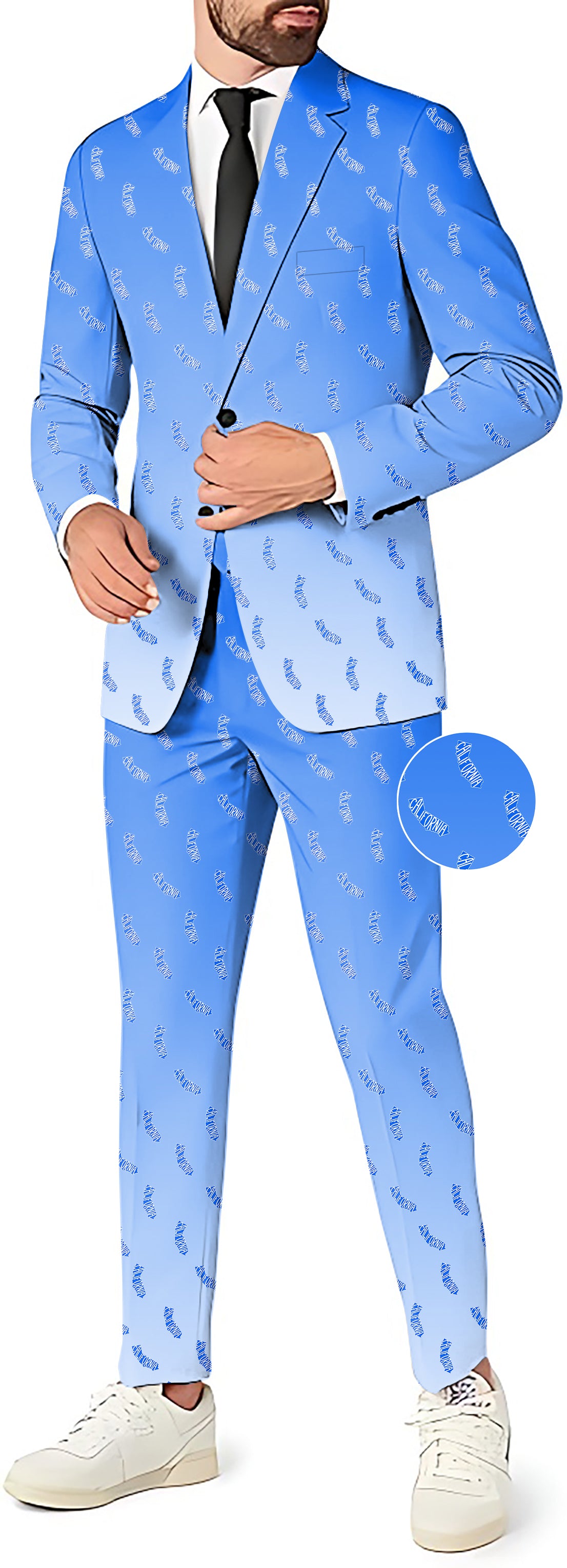 Blue California Men's Party Costumes-Theme Party 2 or 3pcs Suit set-Blazer Pants & Vest