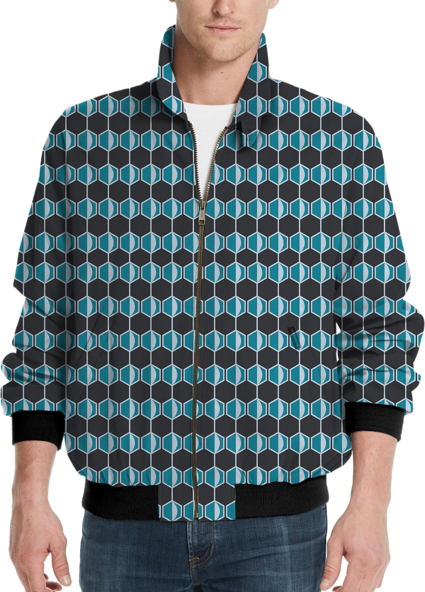 men's navy blue hexagon golf windbreaker jacket limited edition