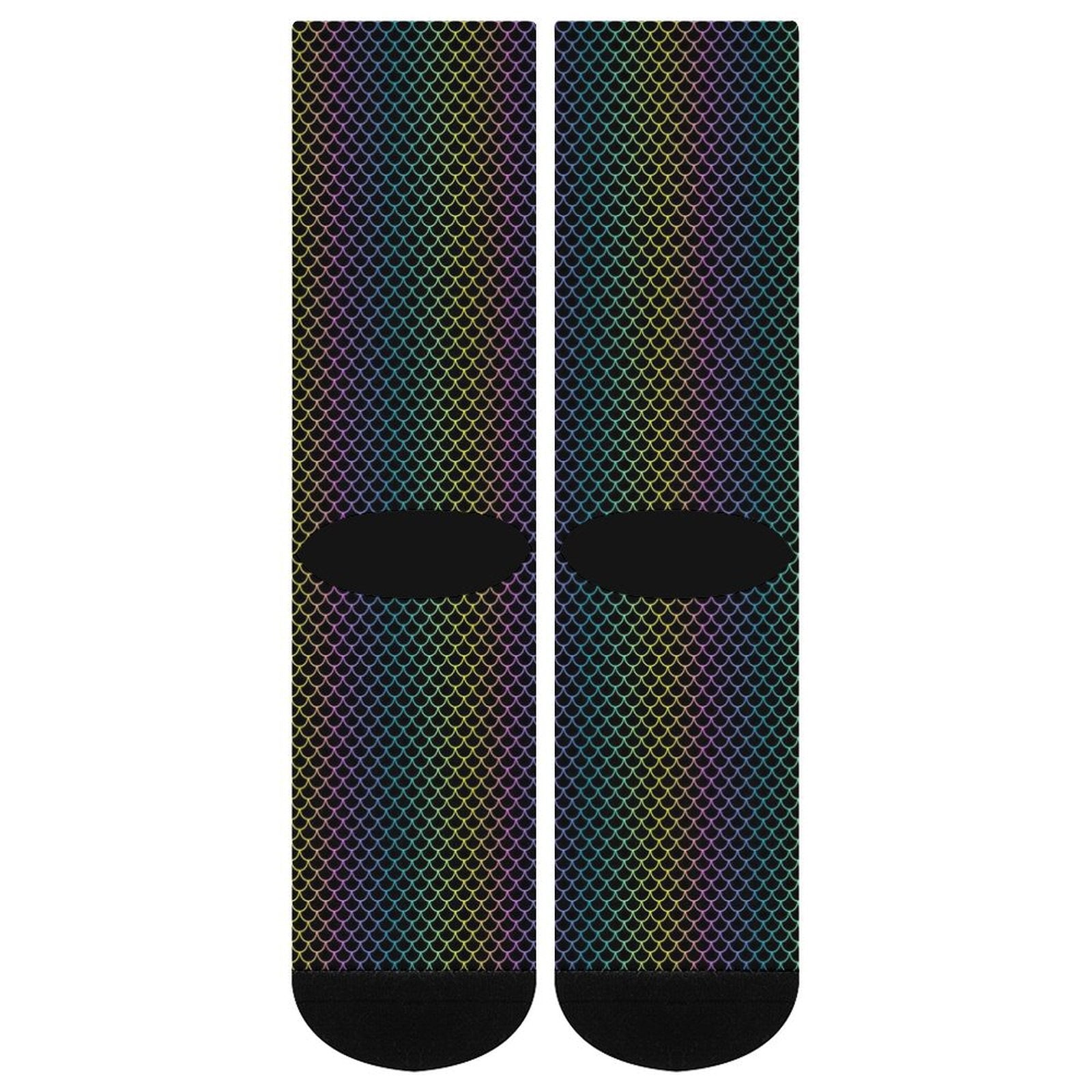 Fish scale gradient color Prined socks Gifts for Men Women